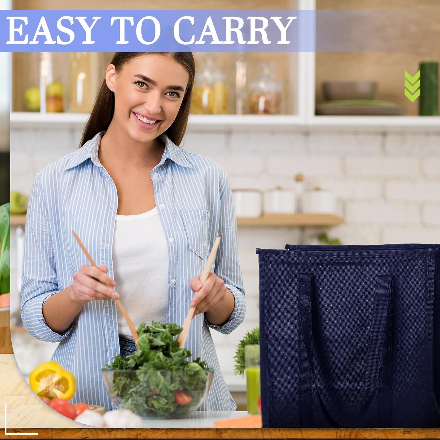 Grossiste Sacs de Courses Isothermes Réutilisables avec Fermeture Éclair 13 x 12 x 7 Pouces, Totes Thermiques en Vrac avec Poignées pour Livraison de Nourriture Chaude ou Froide - Fabricant en Bleu Marine