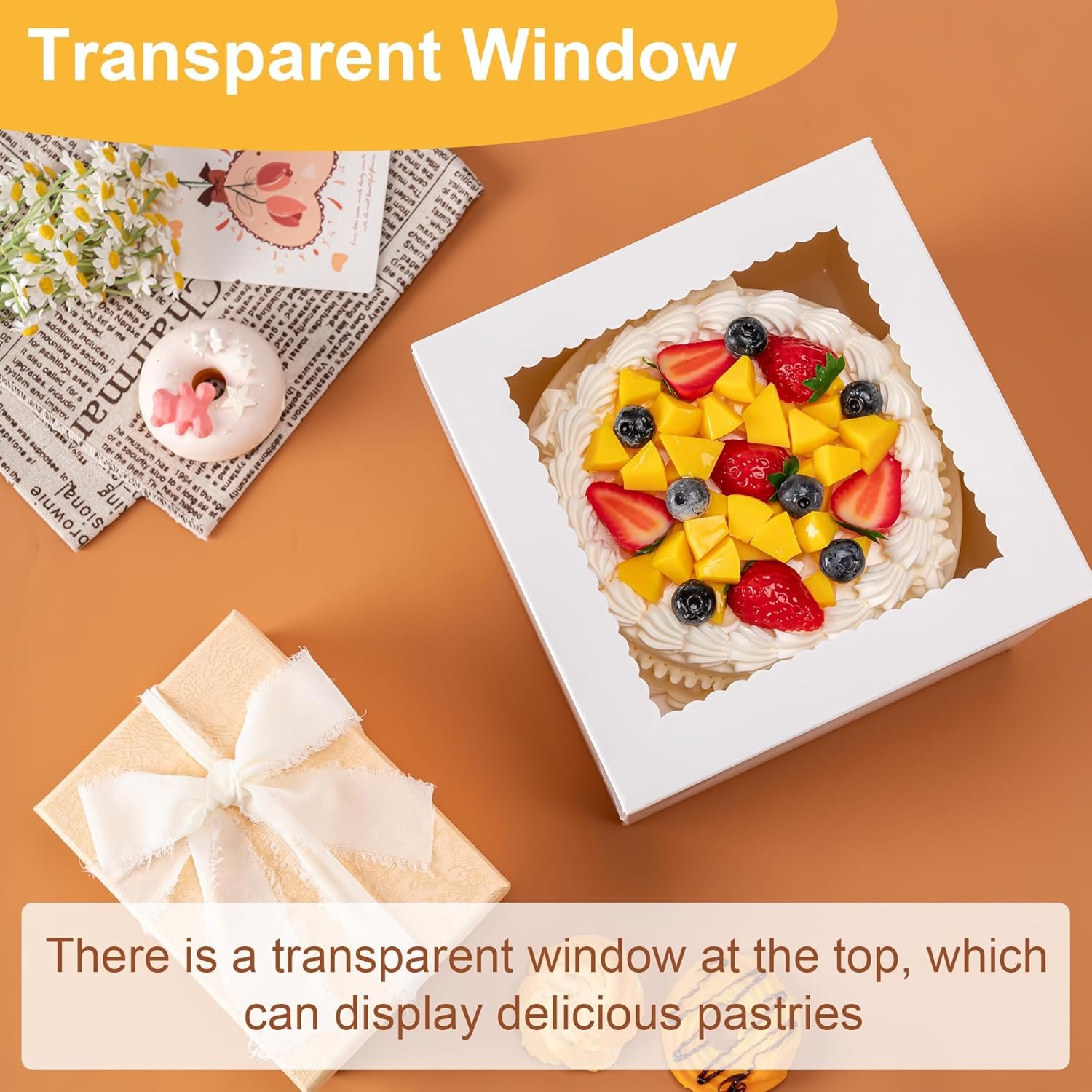 Grossiste Boîtes à Gâteaux 10 Pouces, Conteneurs de Transport Jetables 10x10x8 Pouces avec Couvercles, Boîtes de Pâtisserie avec Grande Fenêtre pour Cookies, Tartes, Cupcakes, Pâtisseries - OEM, Fabricant, Vente en Gros