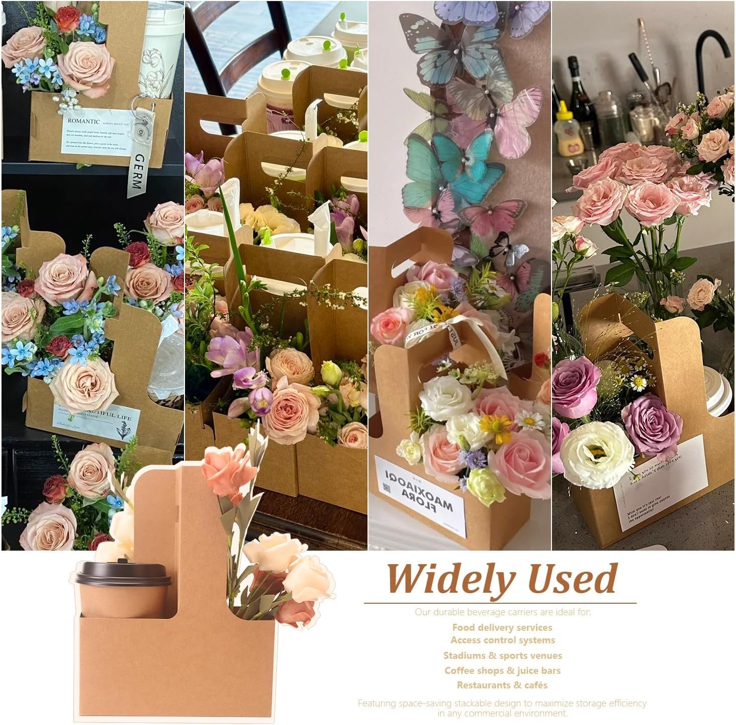 Grossiste porte-gobelet en papier de 2 et 4 tasses avec poignée (12-30oz) | Fabricant de plateau à boissons pliable pour boissons chaudes/froides, café à emporter, livraison et vente en gros avec logo personnalisé