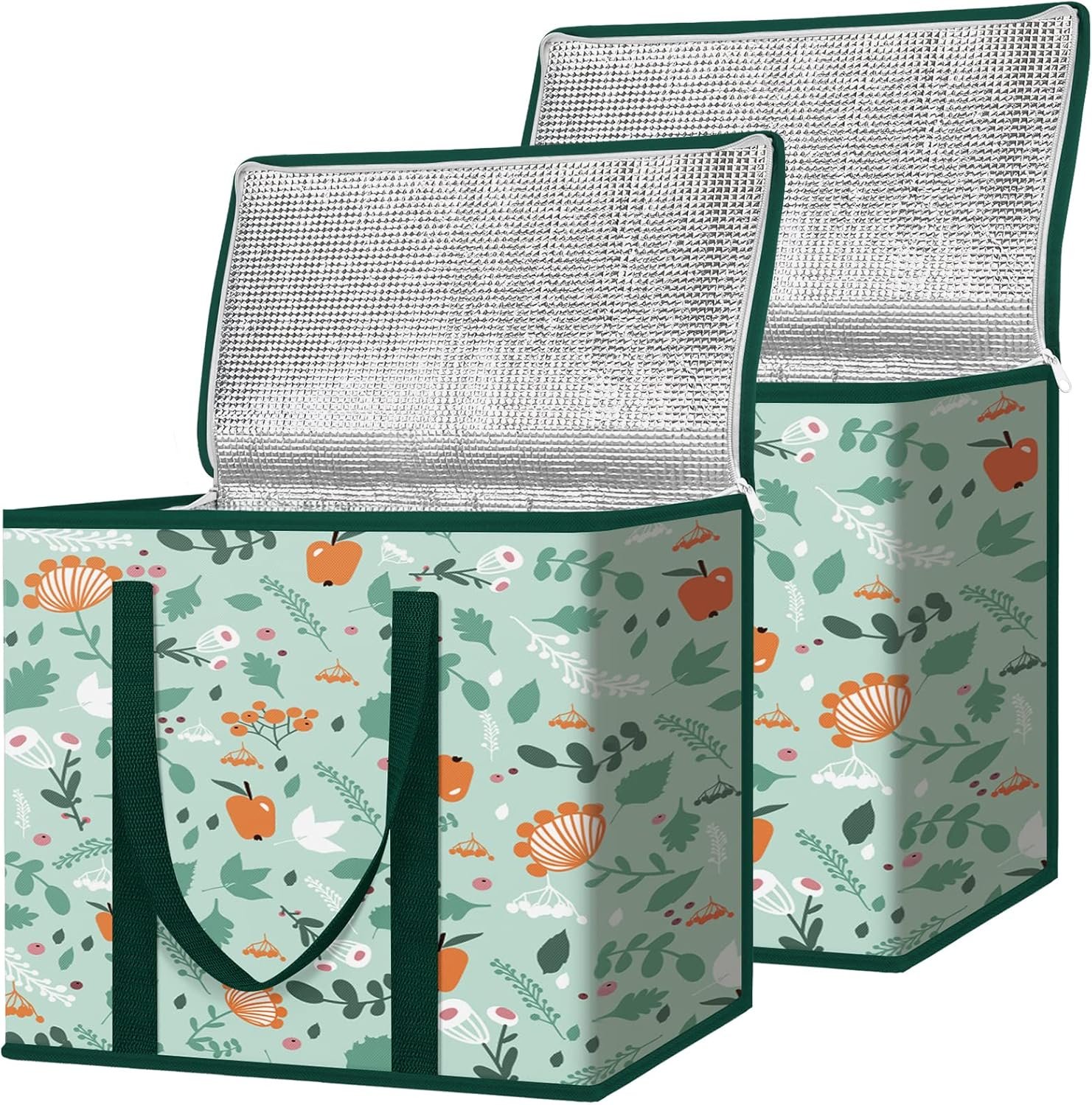 Grossiste Sac isotherme réutilisable 2Pk pour courses, sac réductible pour marchandises, fabricants sac isotherme lourde capacité (16''x9''x13'', Printemps). OEM.