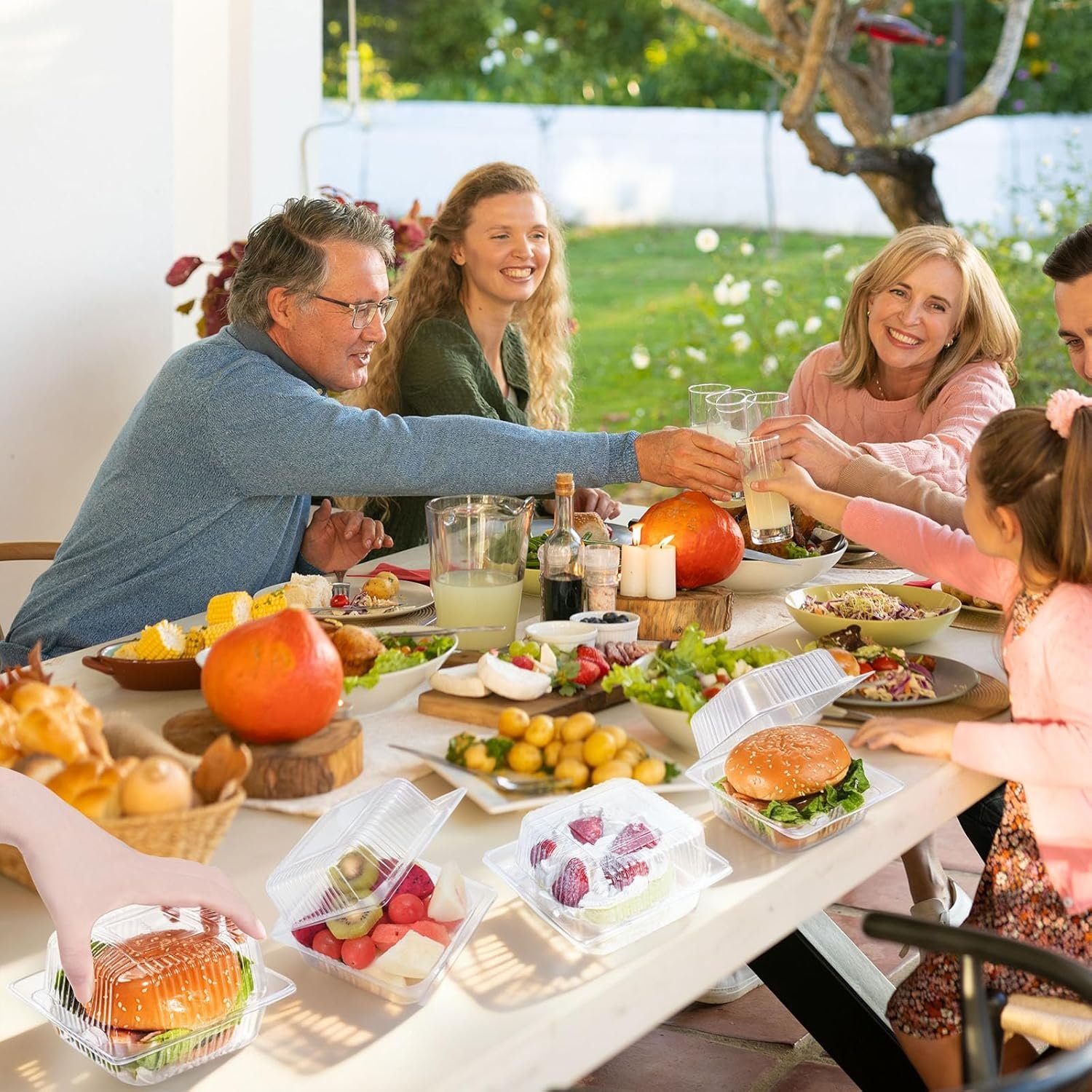 Grossiste de contenants plastiques transparents avec couvercles, 100 pièces, pour aliments - OEM, boîtes clamshell épaisses pour parts de gâteaux, desserts, hamburgers, salades, pâtisseries, fruits, plateaux à emporter.