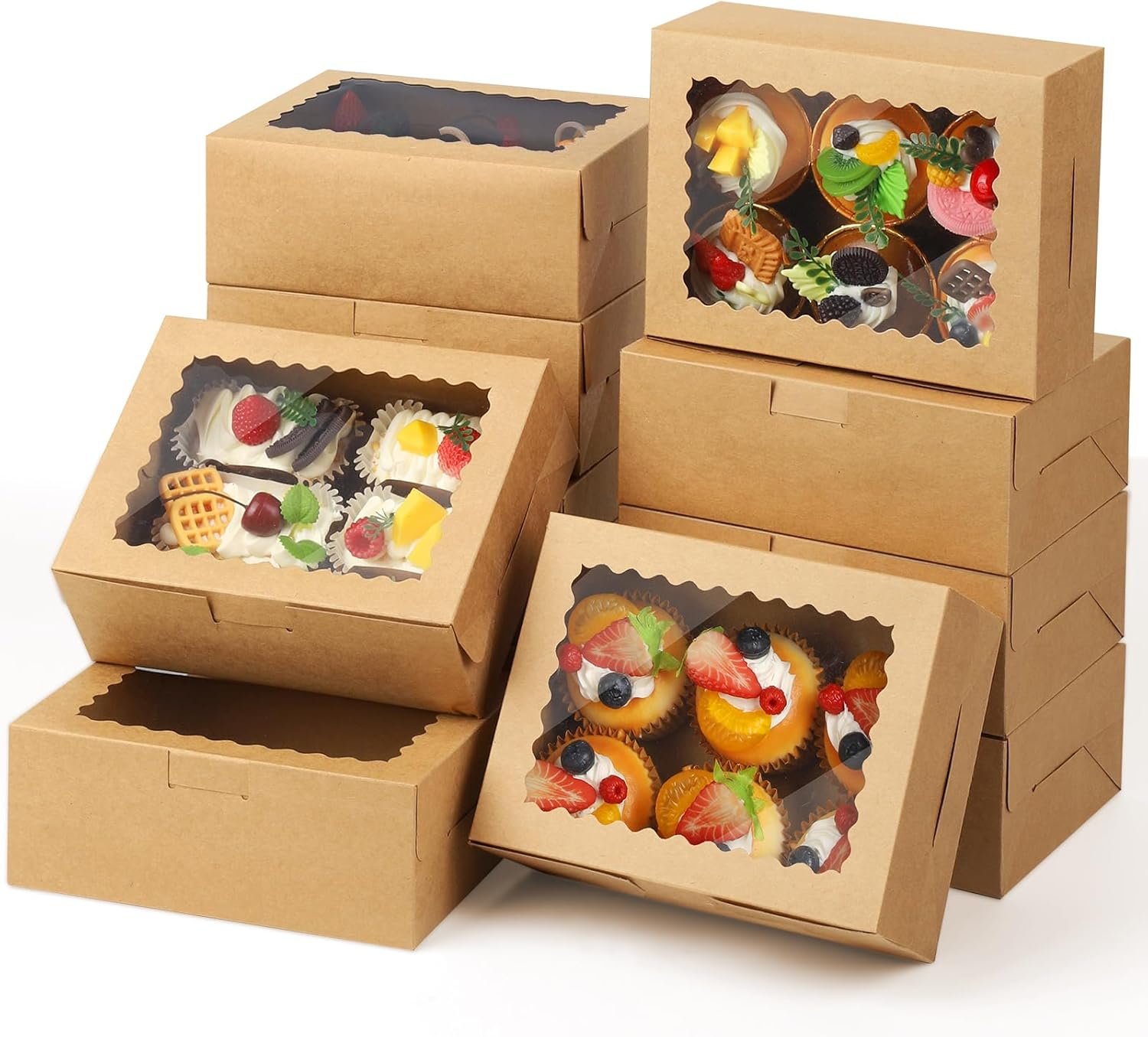 Boîte à Cupcakes 8X6X3 Pouces 24 Pack, Fournisseur de Boîtes à Pâtisseries avec Fenêtre, Logo Personnalisé, Boîte Kraft Marron pour Cookies, Gâteaux, Donuts, Macarons, Boîte Spéciale pour Confectioneries en Vrac. Boîte à Cupcakes 8X6X3 Pouces 24 Pack, Fournisseur de Boîtes à Pâtisseries avec Fenêtre, Logo Personnalisé, Boîte Kraft Marron pour Cookies, Gâteaux, Donuts, Macarons, Boîte Spéciale pour Confectioneries en Vrac.