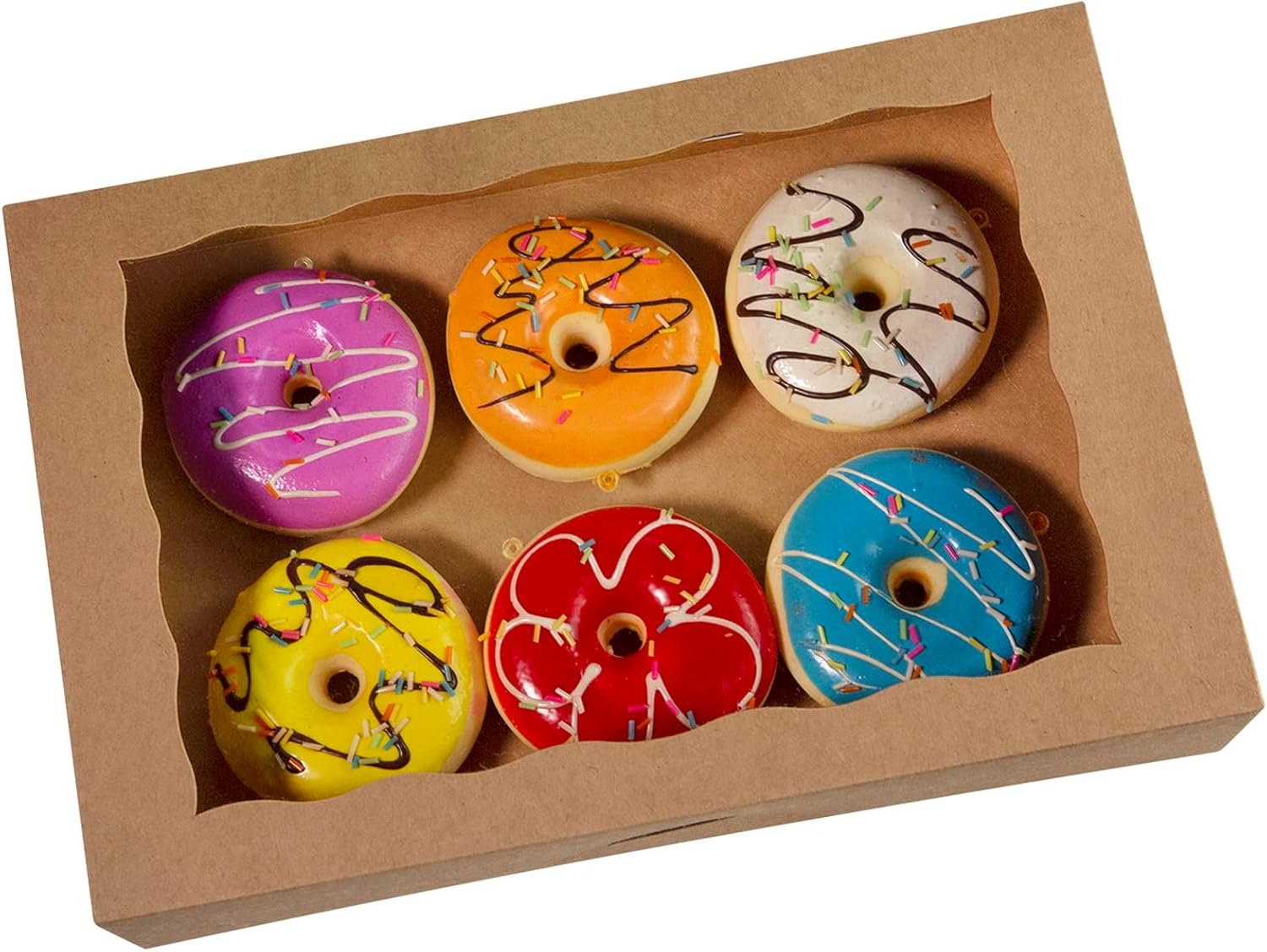 Boîte à pâtisserie marron 14x10x3 pouces, conteneurs à emporter en carton naturel, packs de 15 - Vente en gros de donuts, muffins et cookies avec fenêtre en PVC - Logo personnalisé par fournisseur.