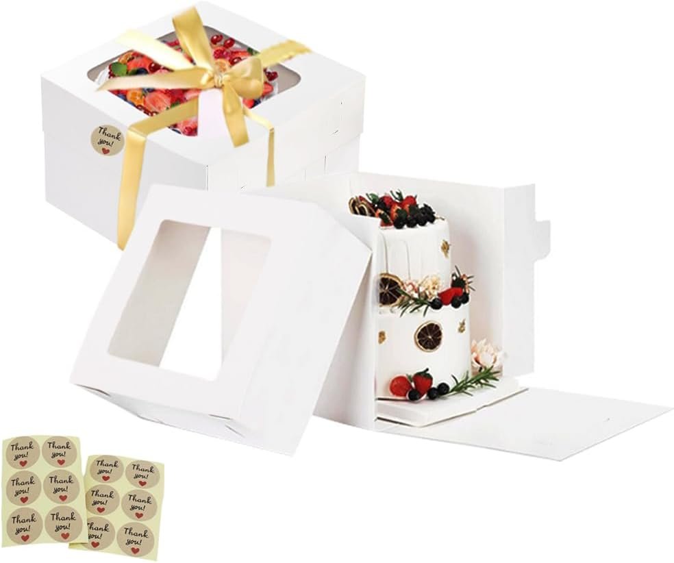 Boîtes à gâteaux carrées blanches avec fenêtre 12x12x12 pouces, vente en gros, pour célébrations, logo personnalisé, fabriquées par un fournisseur de qualité, idéales pour les mariages et anniversaires. Boîtes à gâteaux carrées blanches avec fenêtre 12x12x12 pouces, vente en gros, pour célébrations, logo personnalisé, fabriquées par un fournisseur de qualité, idéales pour les mariages et anniversaires.