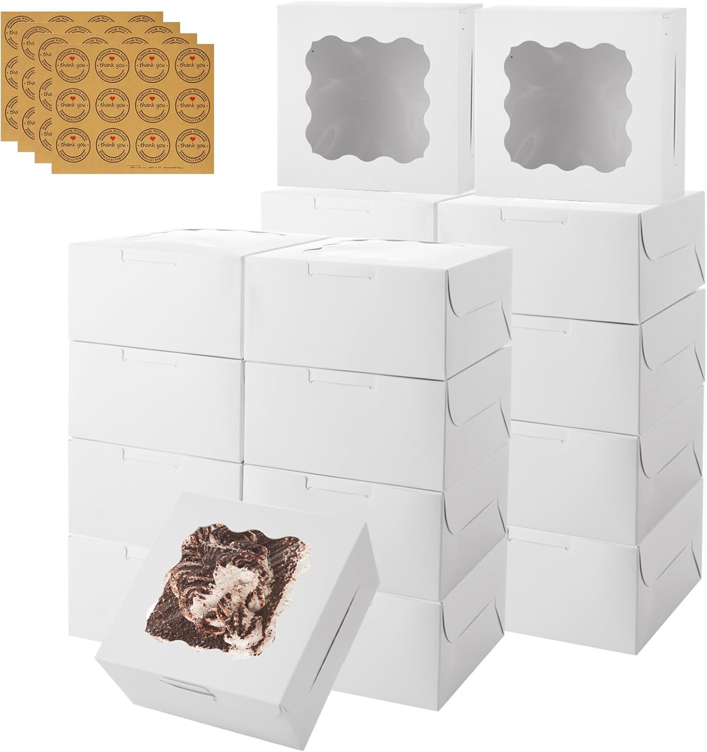 Boîtes à pâtisserie blanches en vrac 100 unités 6 x 6 x 3 pouces avec fenêtre, fournisseur pour gâteaux, cupcakes, petits gâteaux, biscuits, friandises, fraises au chocolat pour personnalisation de logo et marque blanche. Boîtes à pâtisserie blanches en vrac 100 unités 6 x 6 x 3 pouces avec fenêtre, fournisseur pour gâteaux, cupcakes, petits gâteaux, biscuits, friandises, fraises au chocolat pour personnalisation de logo et marque blanche.