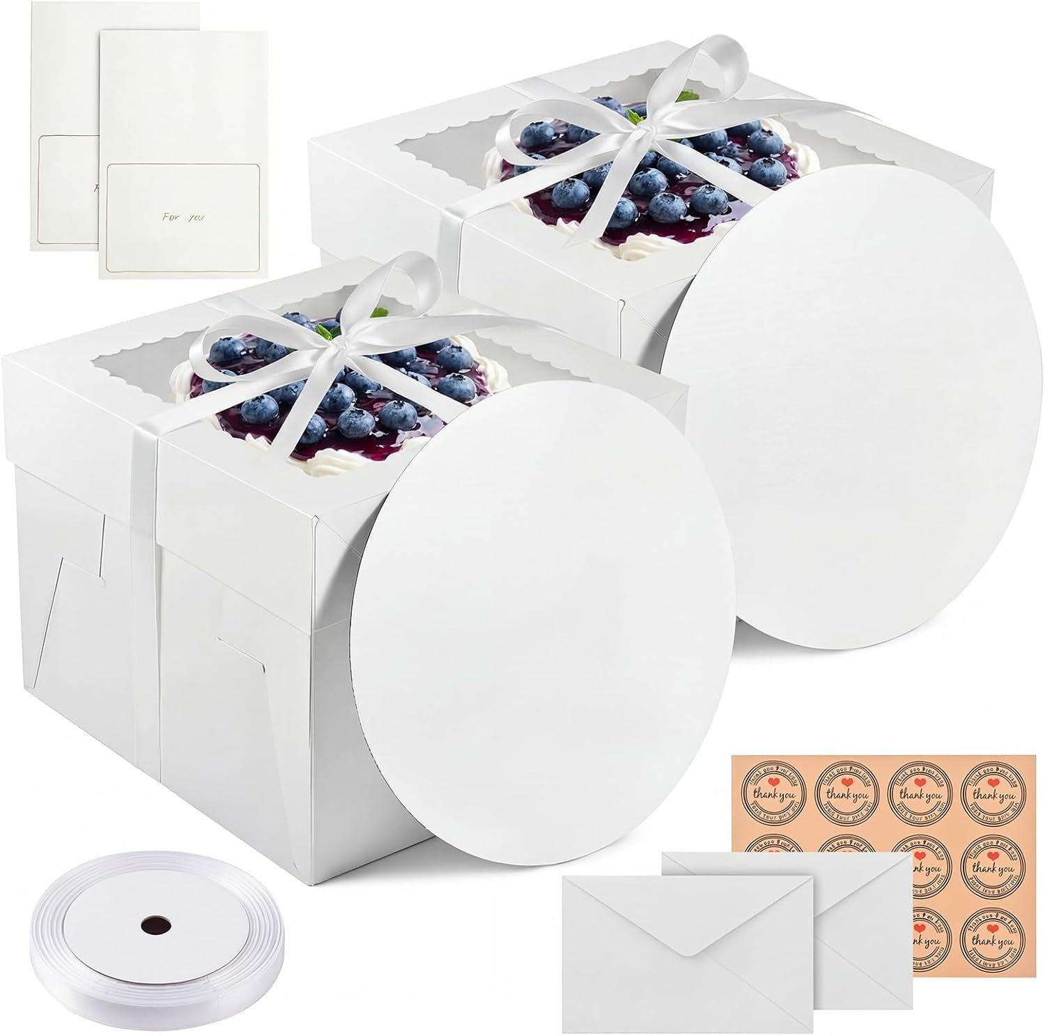 Box de gâteau en gros avec fenêtres – 2 emballages 10 x 10 x 8 pouces, avec supports à gâteaux, autocollants, enveloppes, cartes de vœux et rubans – Fabricant de boîtes jetables pour gâteaux et cupcakes, logo personnalisé. Box de gâteau en gros avec fenêtres – 2 emballages 10 x 10 x 8 pouces, avec supports à gâteaux, autocollants, enveloppes, cartes de vœux et rubans – Fabricant de boîtes jetables pour gâteaux et cupcakes, logo personnalisé.