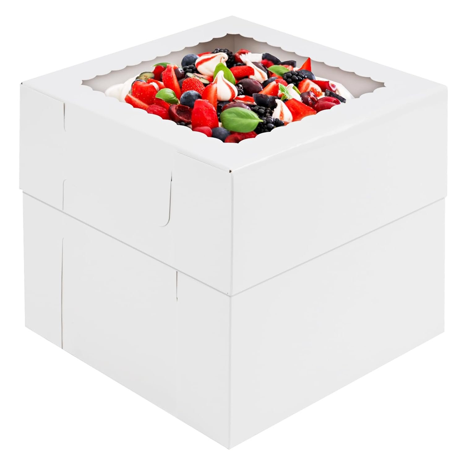 Cajas Pasteles en Vrac 20pcs 8x8x8 Inches avec Fenêtre, Boîtes à Gâteaux Blanches, Vente en Gros pour Mariage, Fête, Saint-Valentin, Fête des Mères, Anniversaire, Logo Personnalisé.