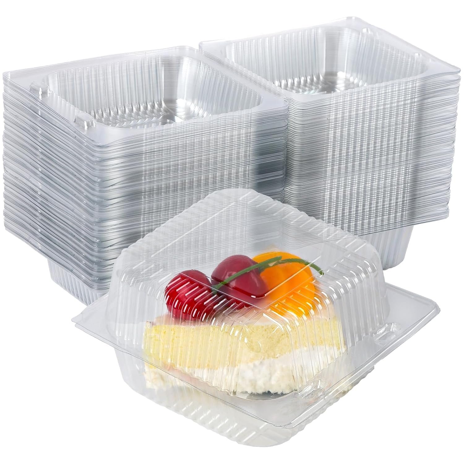 Clamart de Nourriture en Vrac 50 Pack Conteneurs Plastiques Transparants à Charnière 4 x 4 Pouces, Fournisseur OEM, Tray pour Burgers, Sandwichs, Cookies