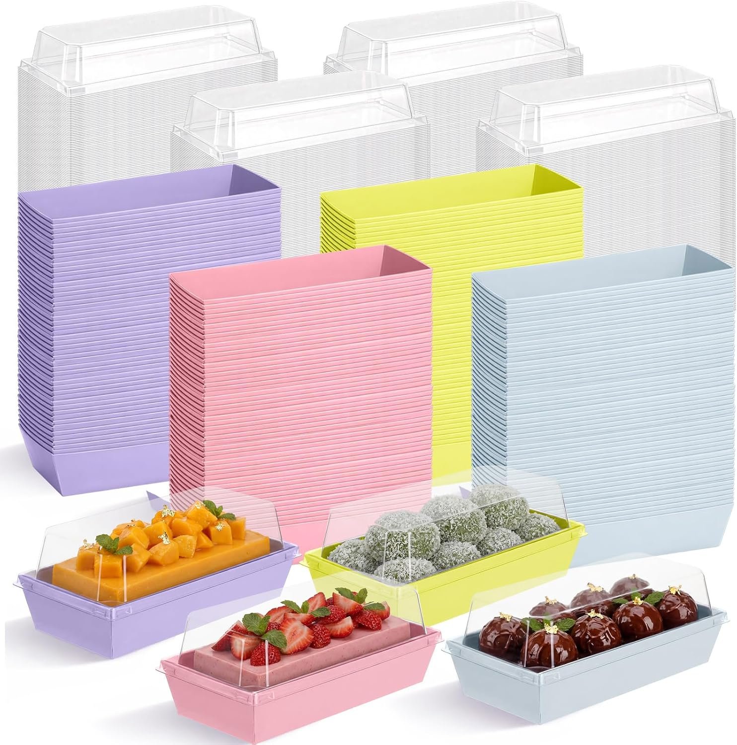 Grossiste 144 Pcs Boîtes à Charcuterie 7 Pouces avec Couvercles Transparente, Contenants pour Gâteau, Boîtes en Papier, Produits Alimentaires Jetables pour Dessert, OEM Mini Gâteau, Cookie, Sandwich, Fraise.