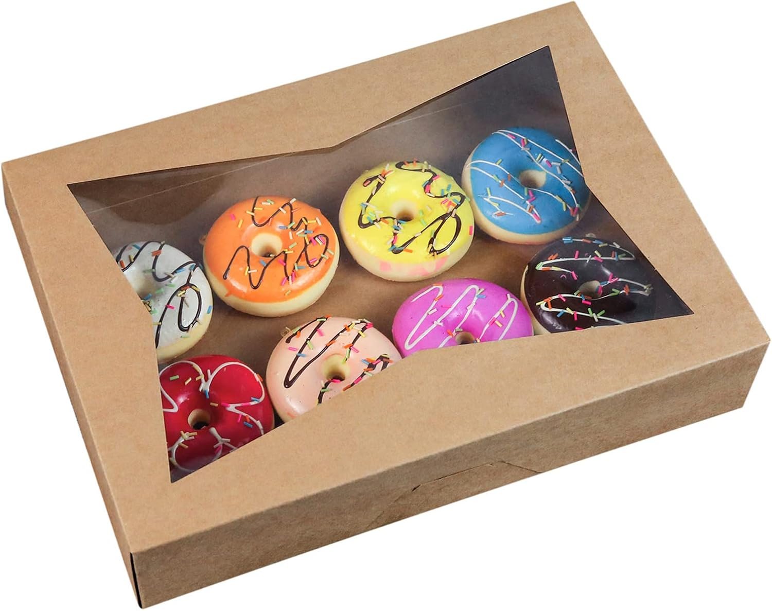 Grossiste 15-PACK de Boîtes à Pâtisserie Brunes 16x11x2.75 pouces pour Donuts, Muffins et Cookies avec fenêtre, Personnalisation de Logo disponible, Contenance 12 Donuts, Vente en Gros de 15 unités.