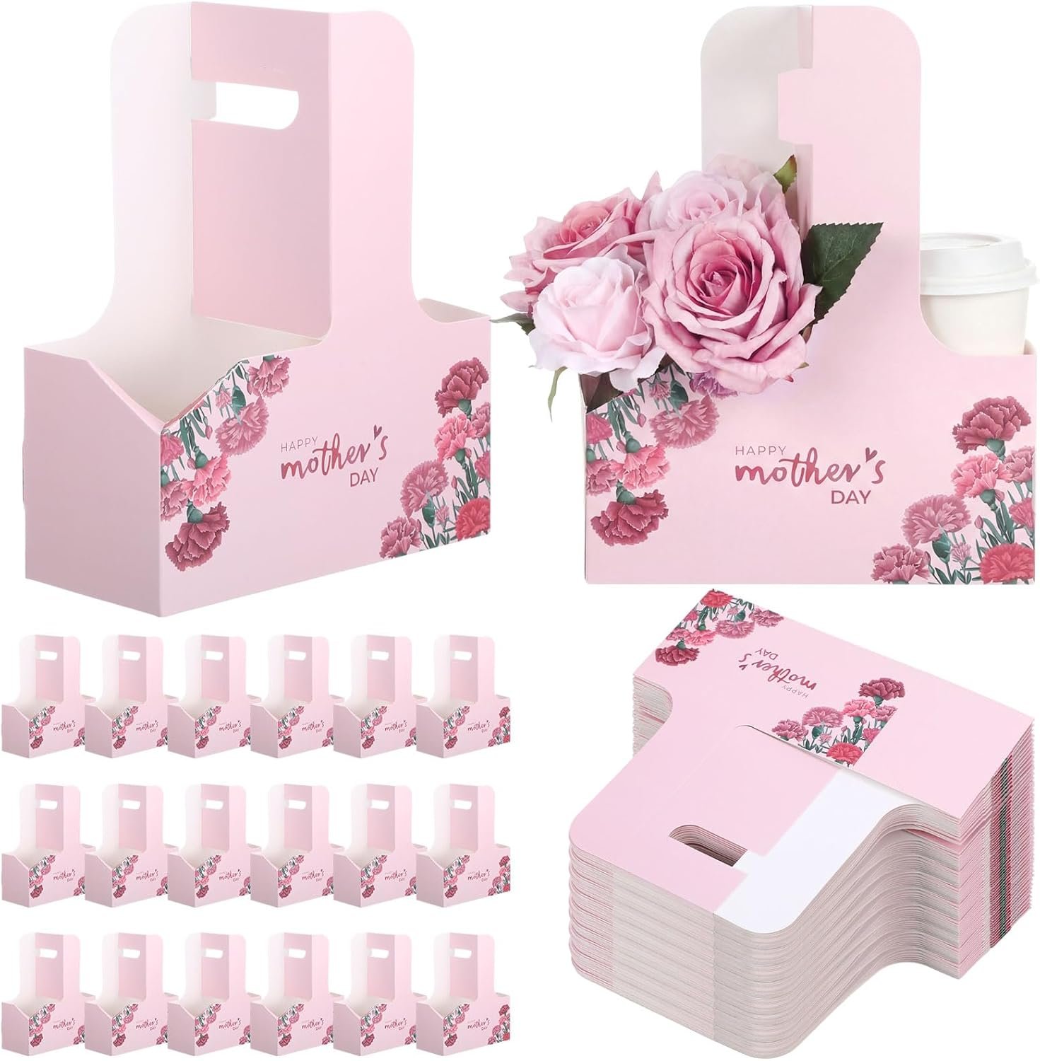 Grossiste 24 Pcs Support de Boisson à Poignée pour Fête des Mères, Fournisseur de Porte-tasses en Carton Jetable, Logo Personnalisé pour Boissons Chaudes/Froides, Café Grossiste 24 Pcs Support de Boisson à Poignée pour Fête des Mères, Fournisseur de Porte-tasses en Carton Jetable, Logo Personnalisé pour Boissons Chaudes/Froides, Café