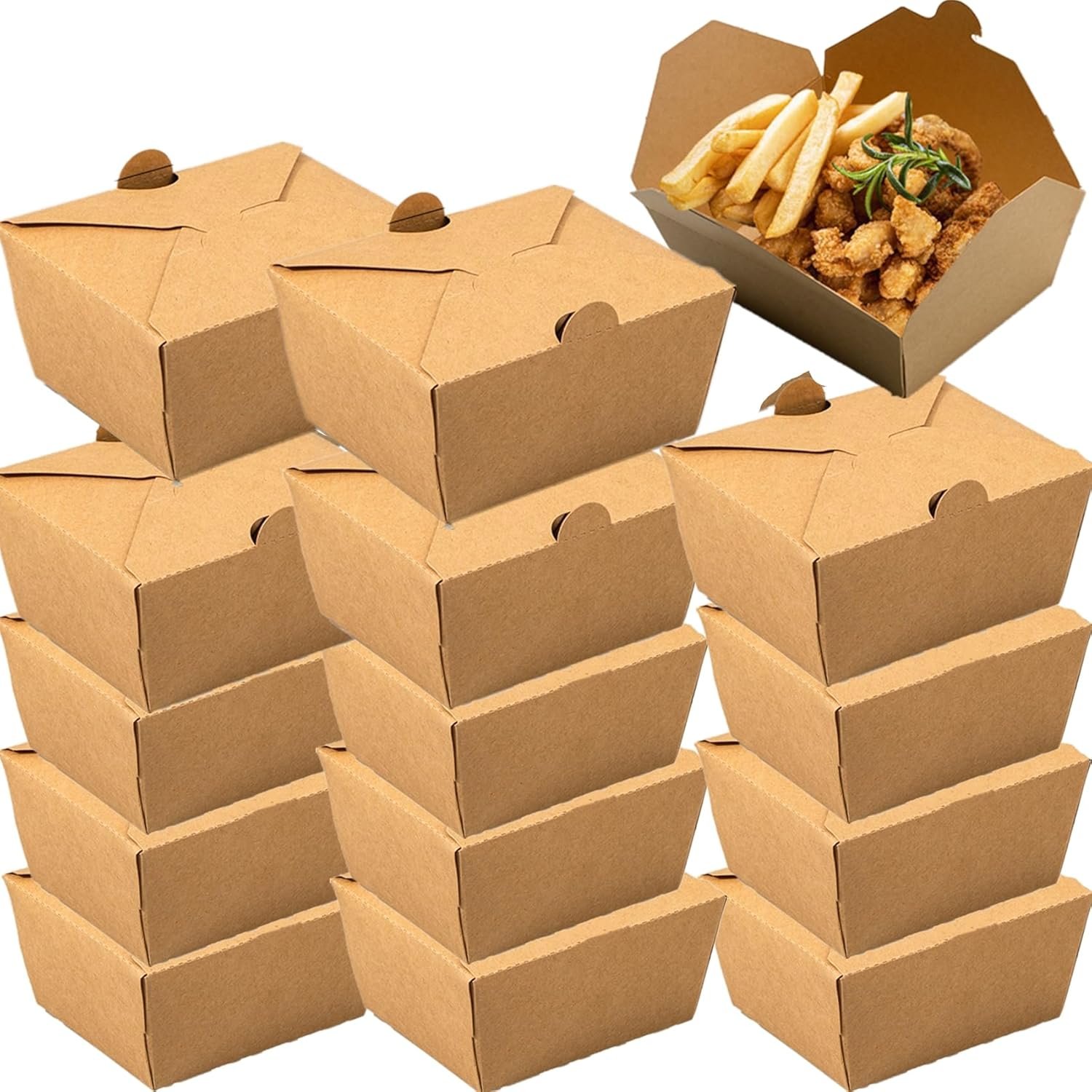 Grossiste 60 Boîtes en Papier à Emporter pour Aliments 25 OZ, Fournisseur Contenants de Nourriture à Emporter Micro-ondables, OEM Boîte à Lunch Empilable pour Restes et Favors de Fête
