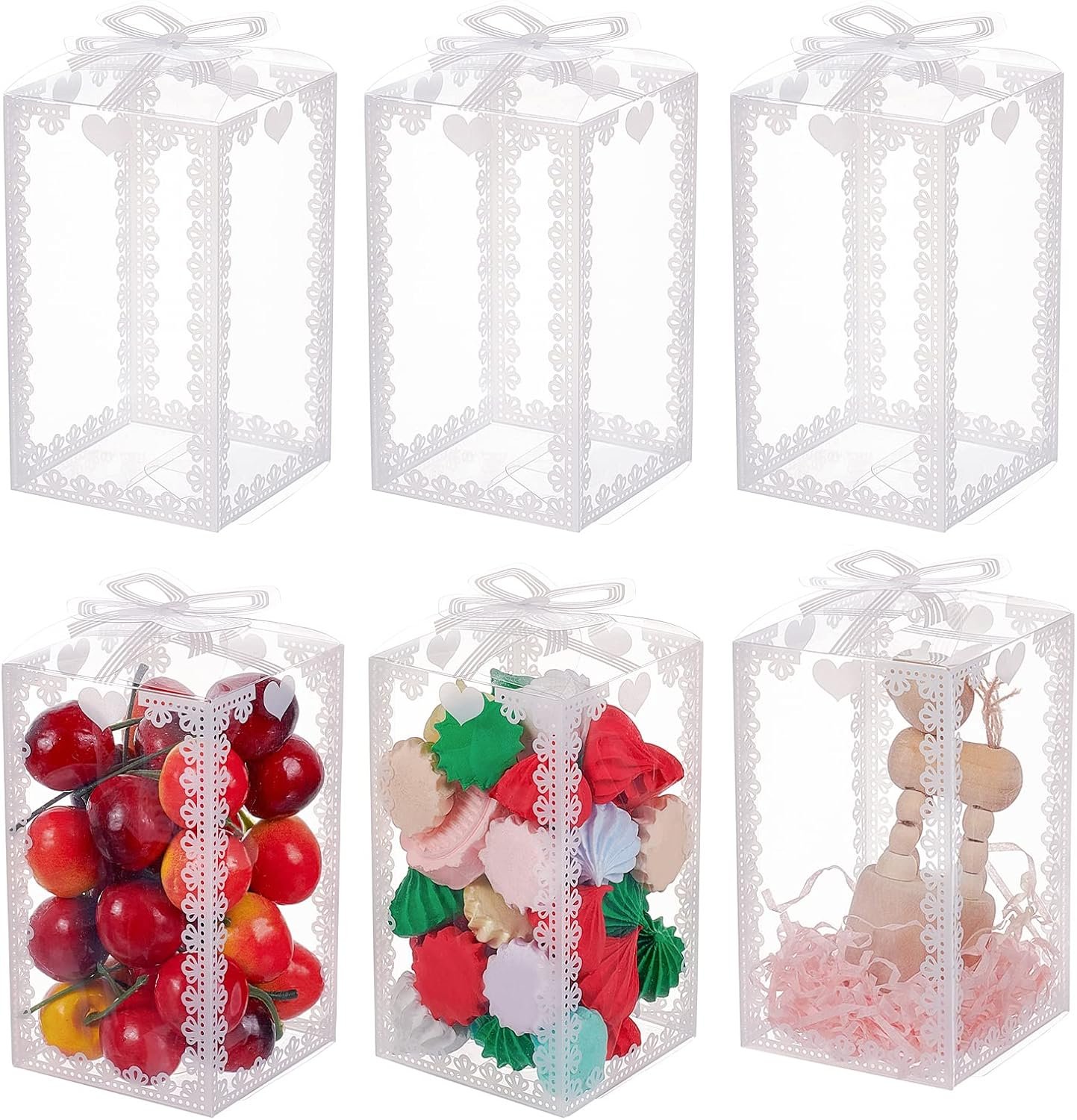 Grossiste Boîte Cadeau en Plastique Transparent 24PCS 4.5x2.5x2.5 avec Nœud pour Emballage de Faveurs de Fête, Fabricant de Boîtes en PVC pour Mariage, Fête des Mères, Vente en Gros de Cadeaux Festival