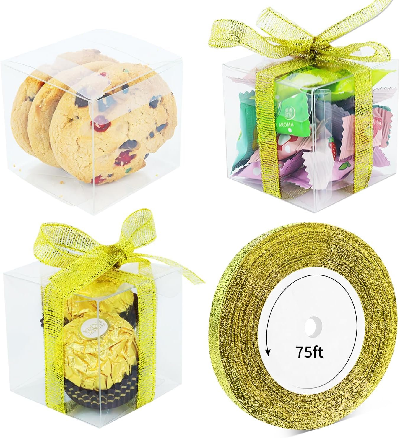 Grossiste Boîtes Transparentes 2x2x2 Pouces, Boîtes à Treats Favor avec Ruban, Logo Personnalisé, Fournisseur de Boîtes en Plastique Claires en Vrac