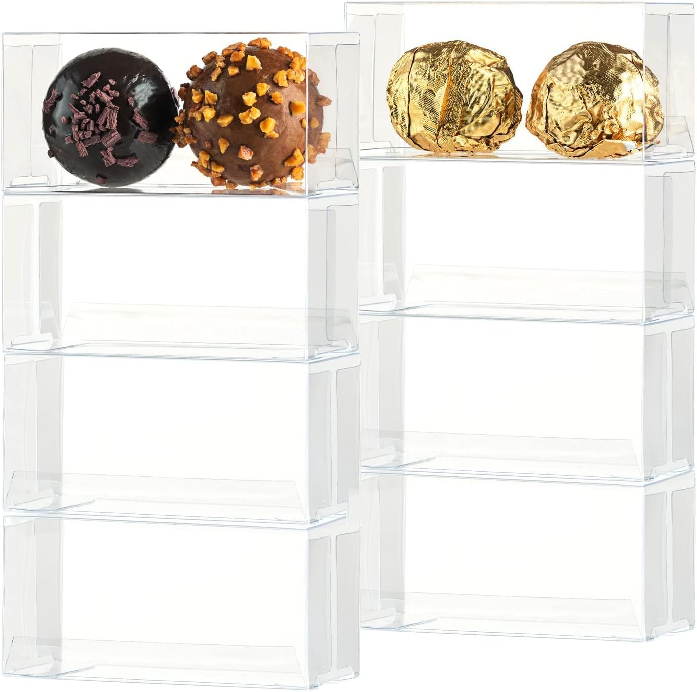 Grossiste Boîtes Transparentes pour 2 Truffes 3,1 x 1,5 x 1,5 pouces, Vente en Gros de Favoris de Mariage avec Logo Personnalisé