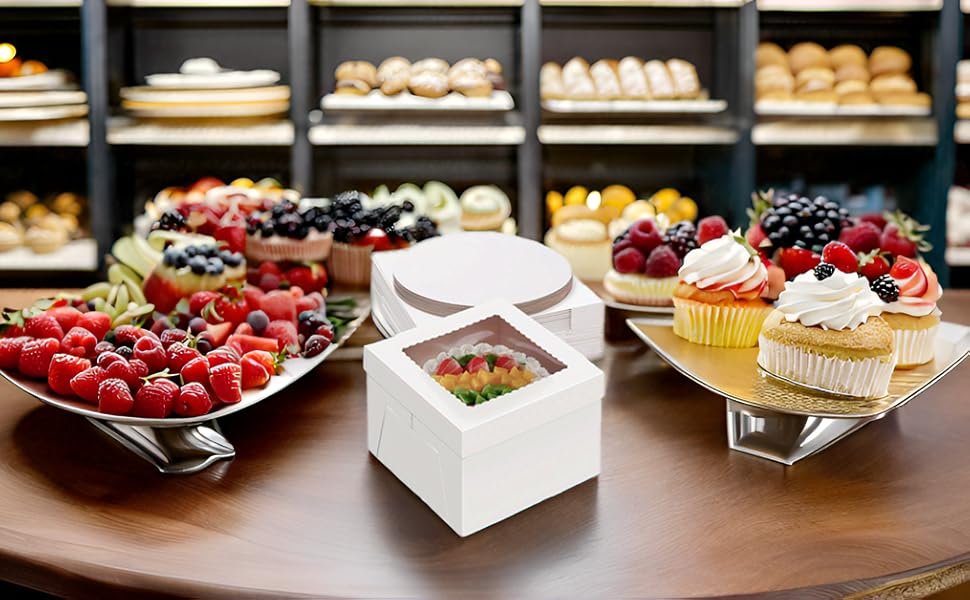 Grossiste Boîtes à Gâteau 12 Pouces avec Plateaux (10 boîtes et 10 plateaux), Boîtes de Boulangerie Blancs 12X12X8 Pouces avec Fenêtre pour Cajas Pasteles, Cookies, Pâtisseries, Tartes, Mariage, Anniversaire, OEM, Vente en Gros