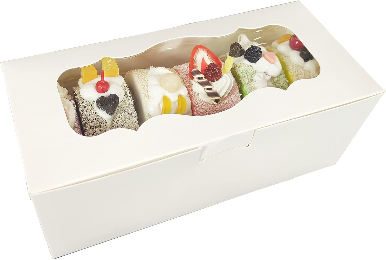 Grossiste Boîtes à Gâteaux Blanches avec Fenêtre 30pcs 9x4x3,5 Pouces, Fournisseur de Boîtes pour Gâteaux en Pain, Desserts, Muffins, Donuts et Bonbons, Logo Personnalisé, Vente en Gros