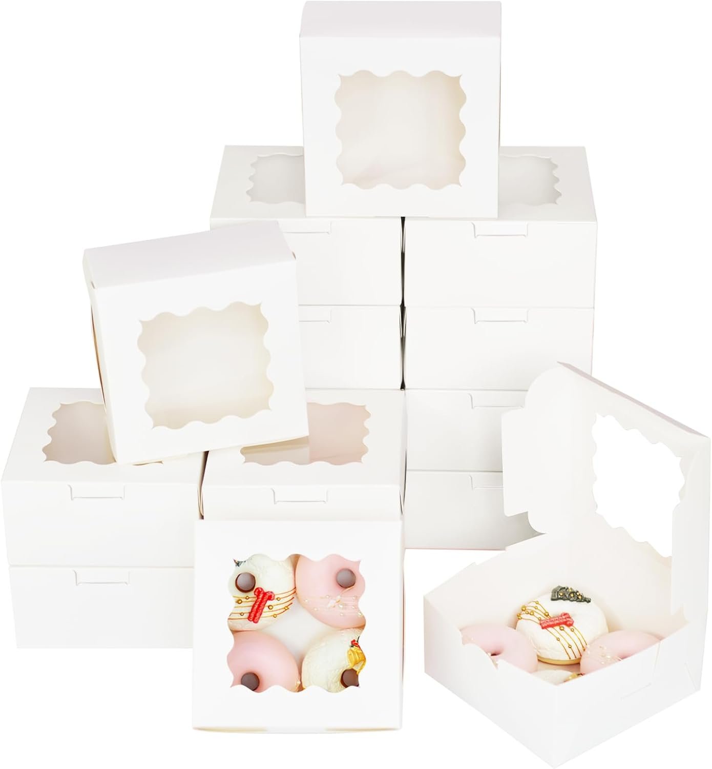 Grossiste Boîtes de Pâtisserie 30-Packs avec Fenêtre 6x6x3 pouces de Cookies et Macarons, Marque Blanche, Fournisseur Fiable