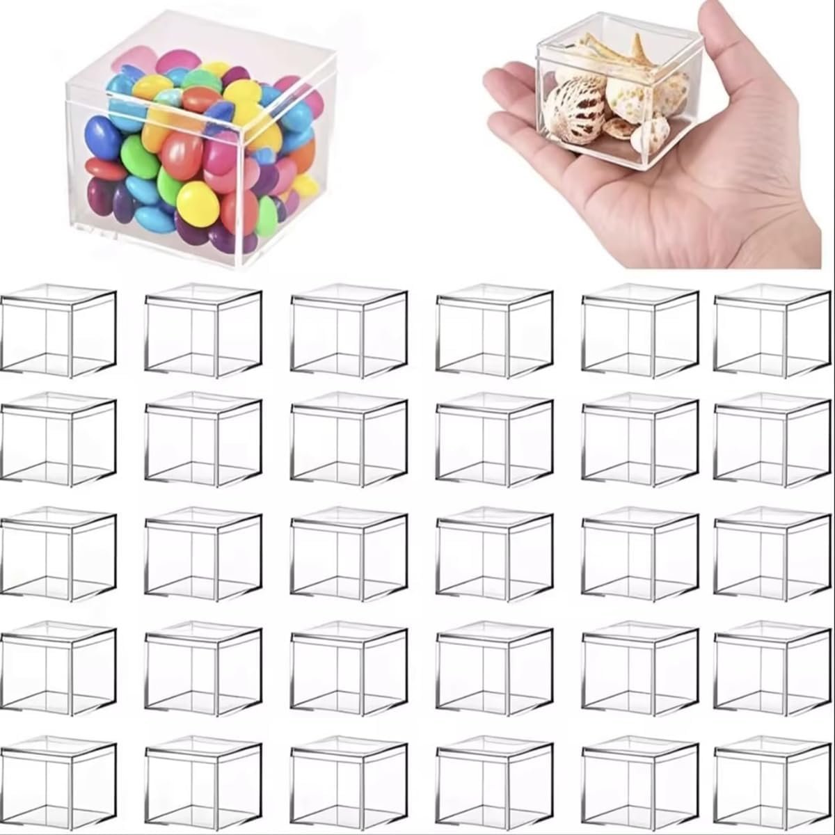 Grossiste Boîtes de Rangement Acryliques Transparentes avec Couvercles, 30 Pack 2,2” Cube, Fabricant pour Bijoux, Bonbons, Artisanat, Vente en Gros