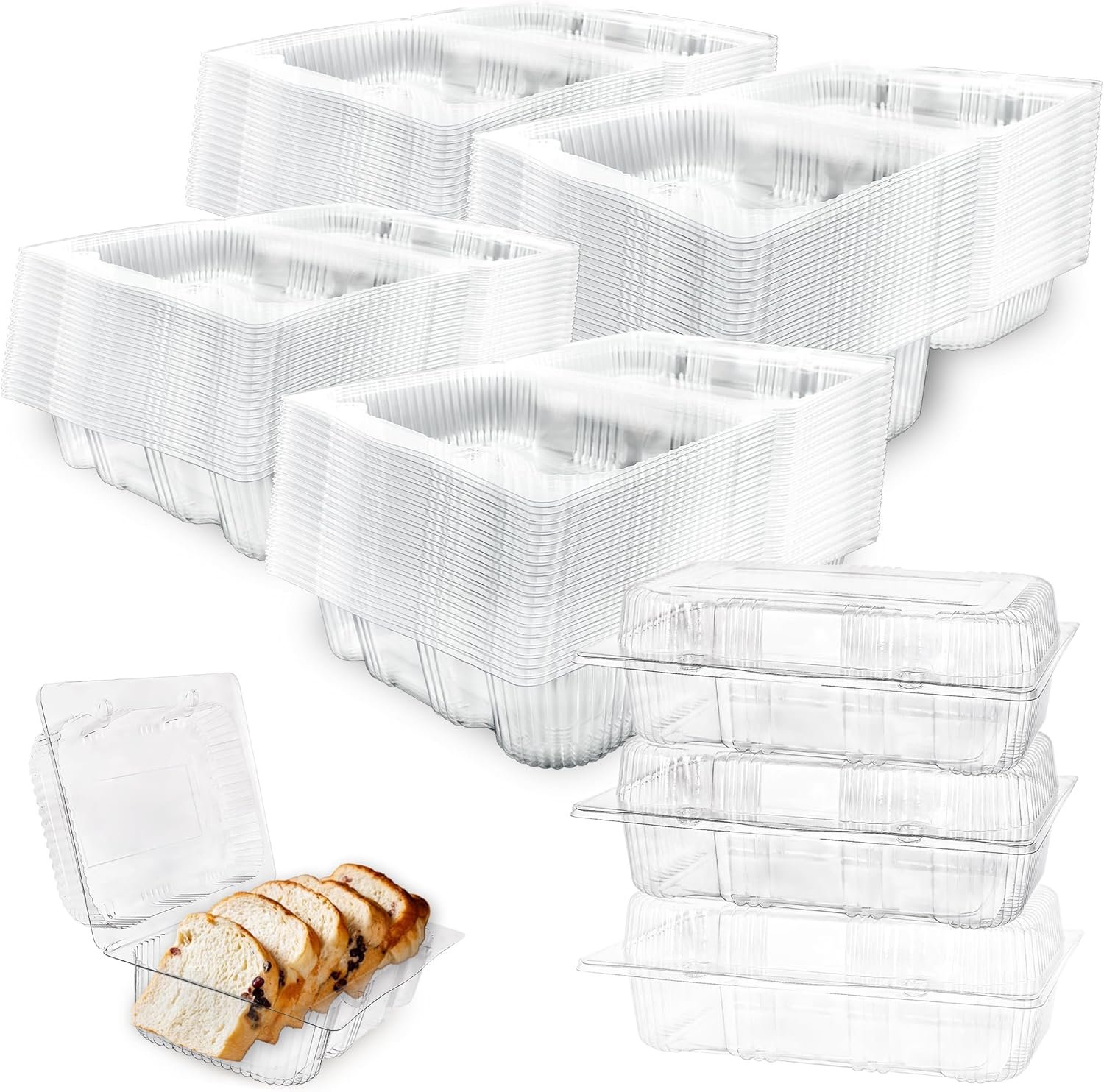 Grossiste Contenants Alimentaires Clairs en Plastique Hingeables 120 Pcs 7,2 x 4,9 x 2,5 Pouces Boîtes Transparentes à Emporter pour Gâteaux Pâtisseries Cookies Marque Blanche