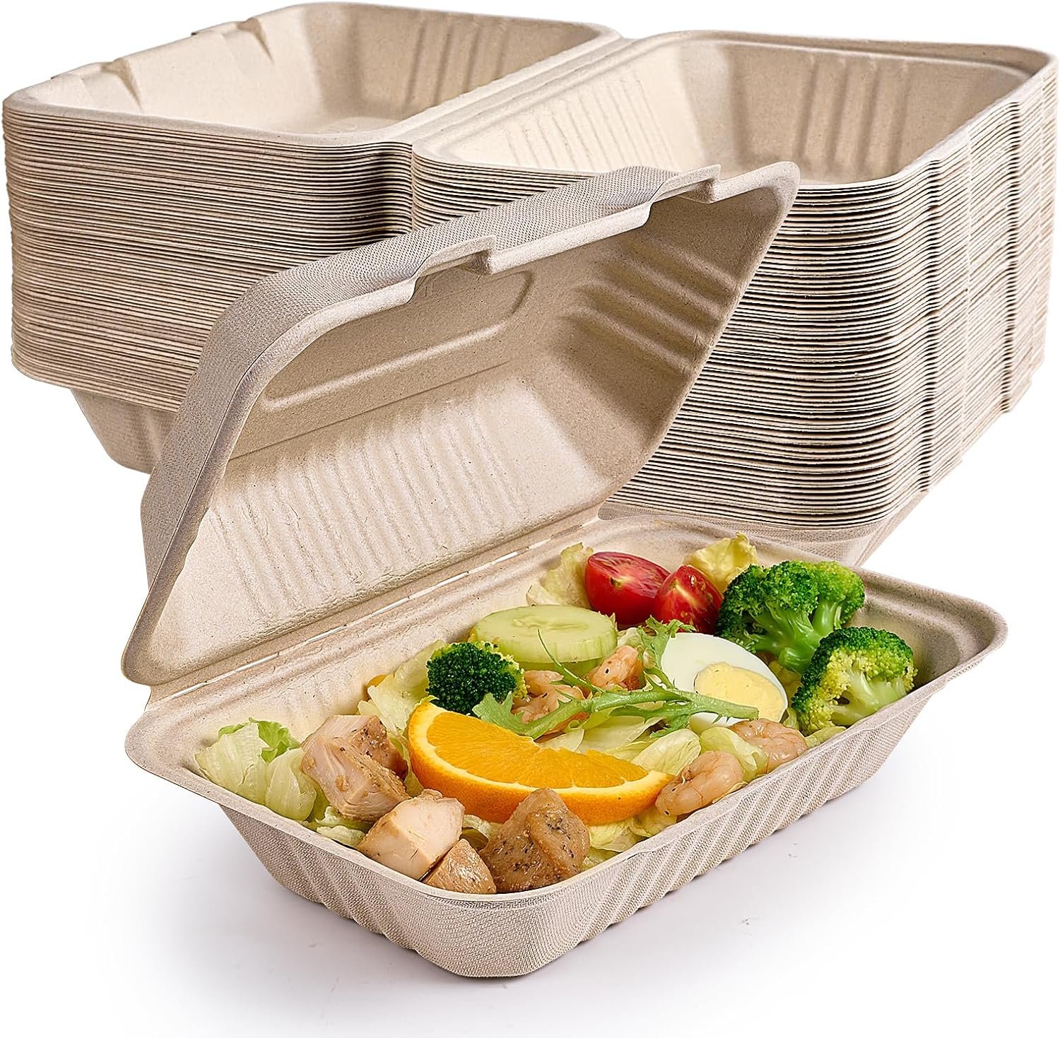 Grossiste Contenants Alimentaires Compostables 100% Biodégradables, 9X6 pouces, Fournisseur de Boîtes à Emporter, OEM, Contenants Jetables Écologiques.