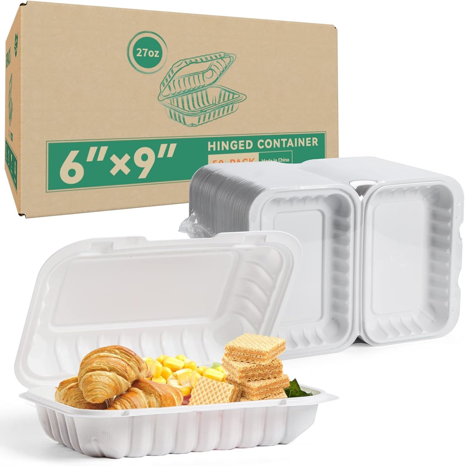 Grossiste Contenants en Plastique 27oz Remplis de Minéraux PP 9x6 - Boîte de Restauration à Emporter Réutilisable et Jetable | Fournisseur OEM | Securisé pour le Congélateur, le Micro-ondes et le Lave-vaisselle | Marque Blanche, 50 Paquet