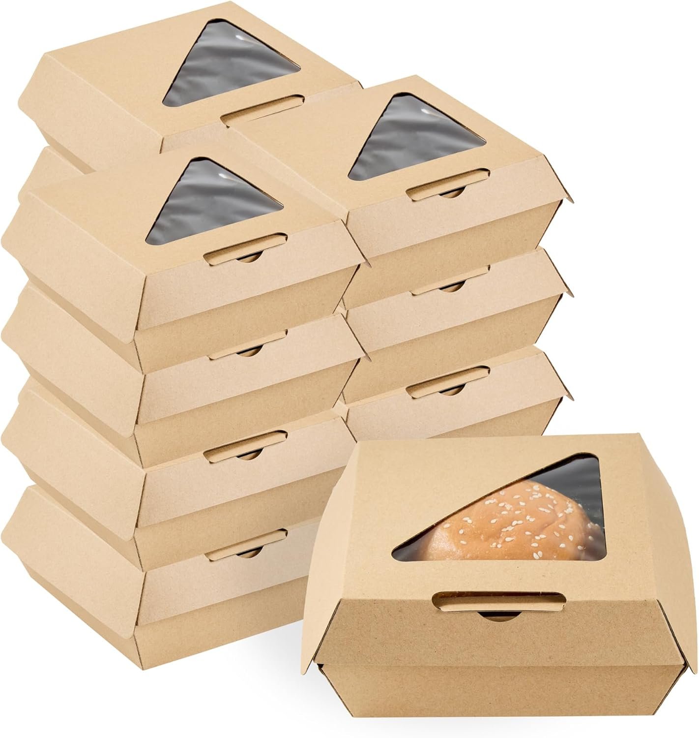Grossiste Conteneur Alimentaire en Coquille 100 Compte 5,41 x 5,5 x 2,63 Pouces Boîte à Emporter en Carton Zingué Kraft Résistante à la Graisse pour Burgers et Sandwiches, Fabricant de Solutions Personnalisées