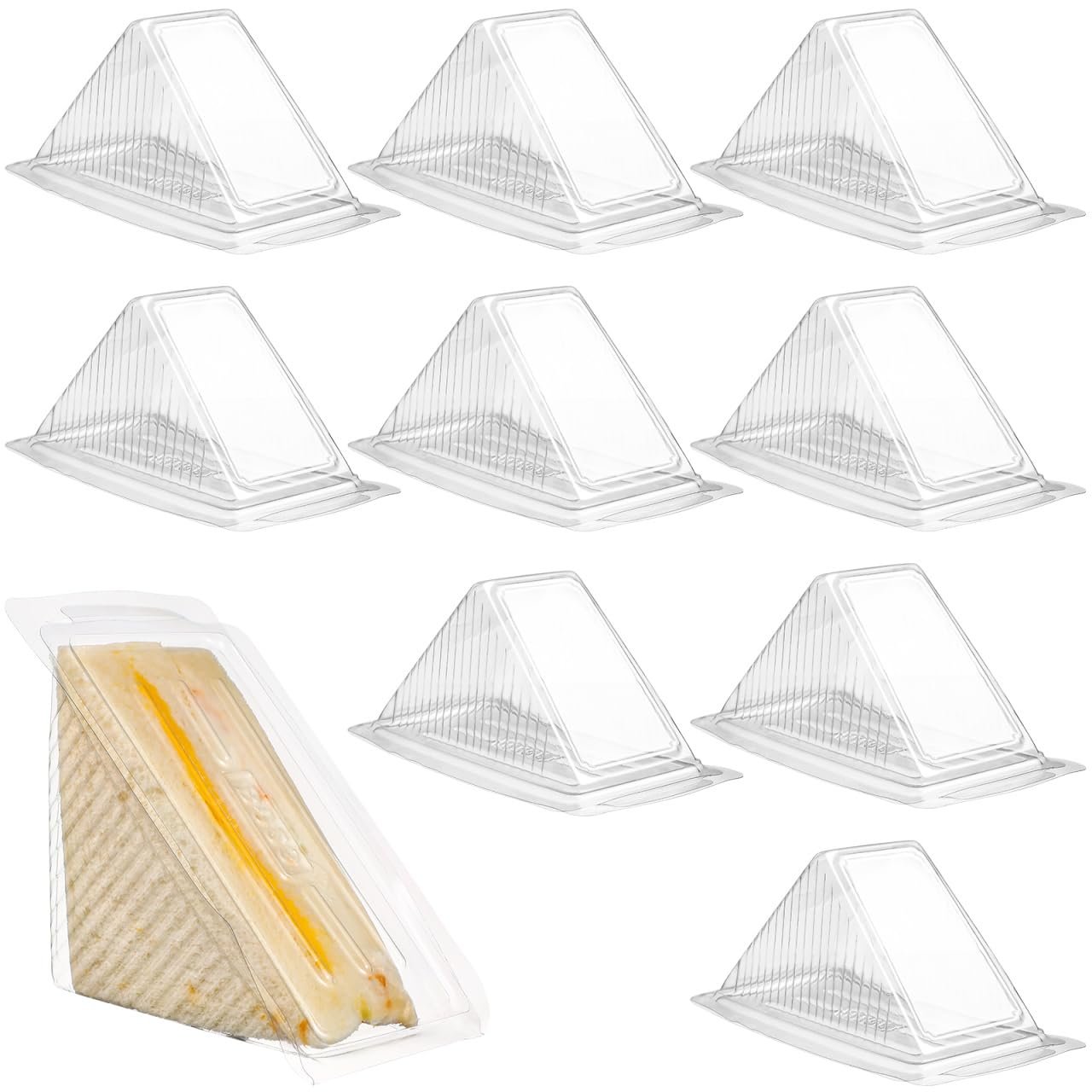 Grossiste Conteneur à sandwich triangulaire en plastique transparent 5,9X3,34X3,14 pouces avec couvercle hinged pour stockage de gâteaux, lunch et nourriture de fête, Logo Personnalisé, Fabricant.