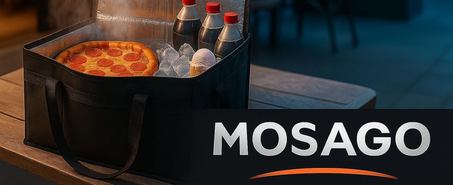 Grossiste Sac Isotherme pour Livraison Alimentaire, Grande Capacité Reusable Thermal Cooler - Sac pour Catering et Livraison, Transporteur de Pizza pour Événements, Gardez les Aliments Chauds/Froids, Fabricant (Noir avec Bord Rouge, 1PK) OEM