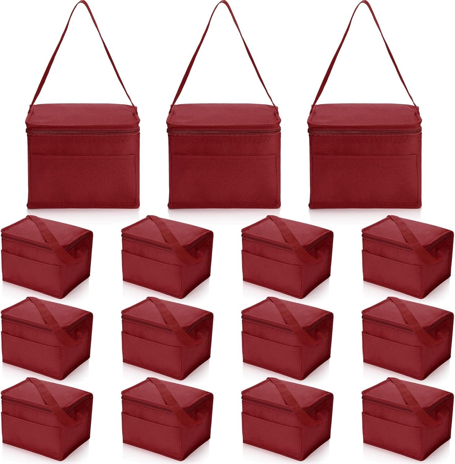 Grossiste Sacs à Lunch Isolés en Vrac, Boîtes Thermiques Réutilisables, Pochette Étanche pour Boissons, OEM pour Femmes et Hommes au Travail, Pique-Nique, Plage (Rouge Vin)