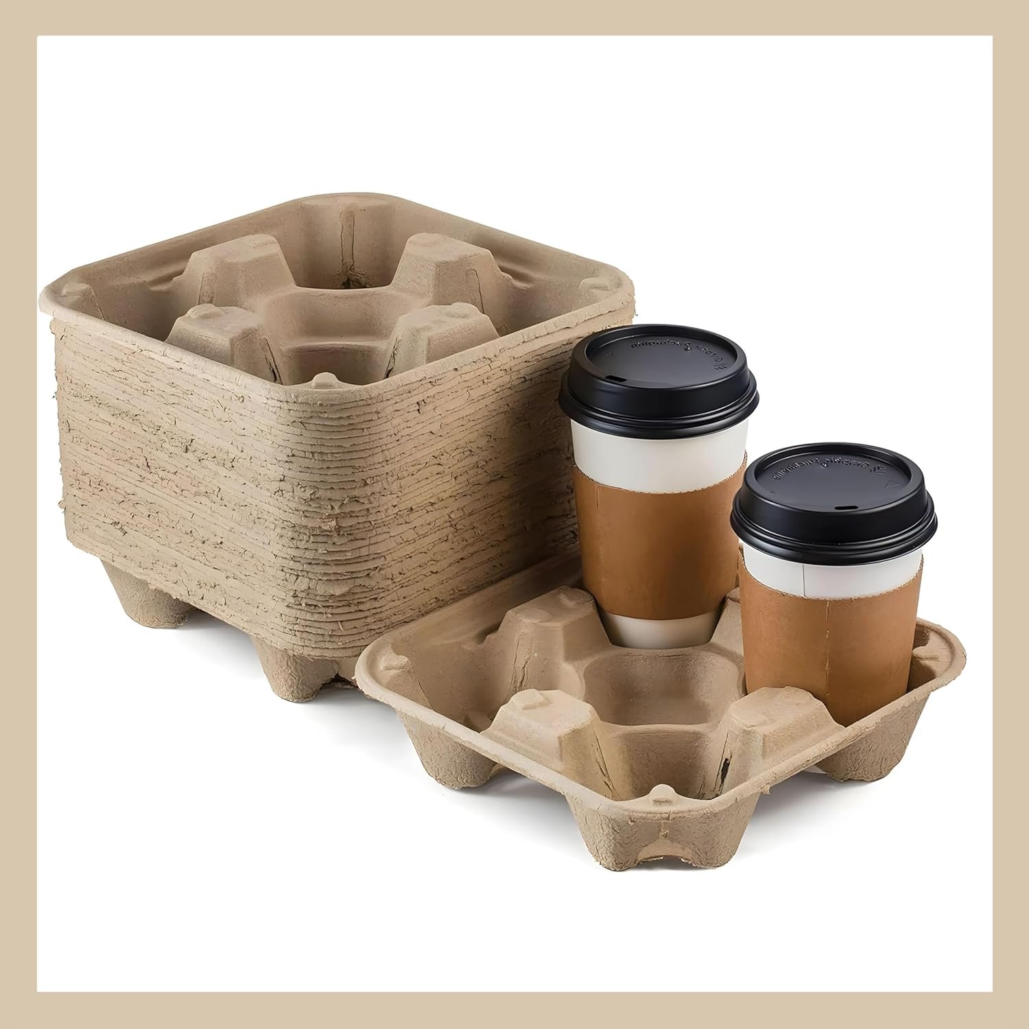 Grossiste Tray Écologique 4 Compartiments, Support de Boissons Biodegradable 8-32 oz, Parfait pour Café Chaud et Froid, Personnalisation de Logo, Vente en Gros (Pack de 25) Grossiste Tray Écologique 4 Compartiments, Support de Boissons Biodegradable 8-32 oz, Parfait pour Café Chaud et Froid, Personnalisation de Logo, Vente en Gros (Pack de 25)