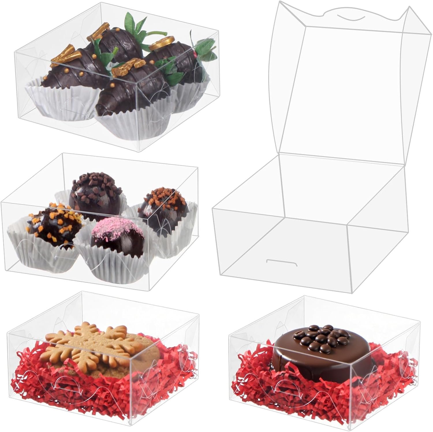 Grossiste boîtes à gâteau transparentes 40pcs 4x4x2 pouces pour pâtisseries, cookies et chocolats - Logo Personnalisé pour les mariages et fêtes, Fournisseur spécialisé en vente en gros Grossiste boîtes à gâteau transparentes 40pcs 4x4x2 pouces pour pâtisseries, cookies et chocolats - Logo Personnalisé pour les mariages et fêtes, Fournisseur spécialisé en vente en gros