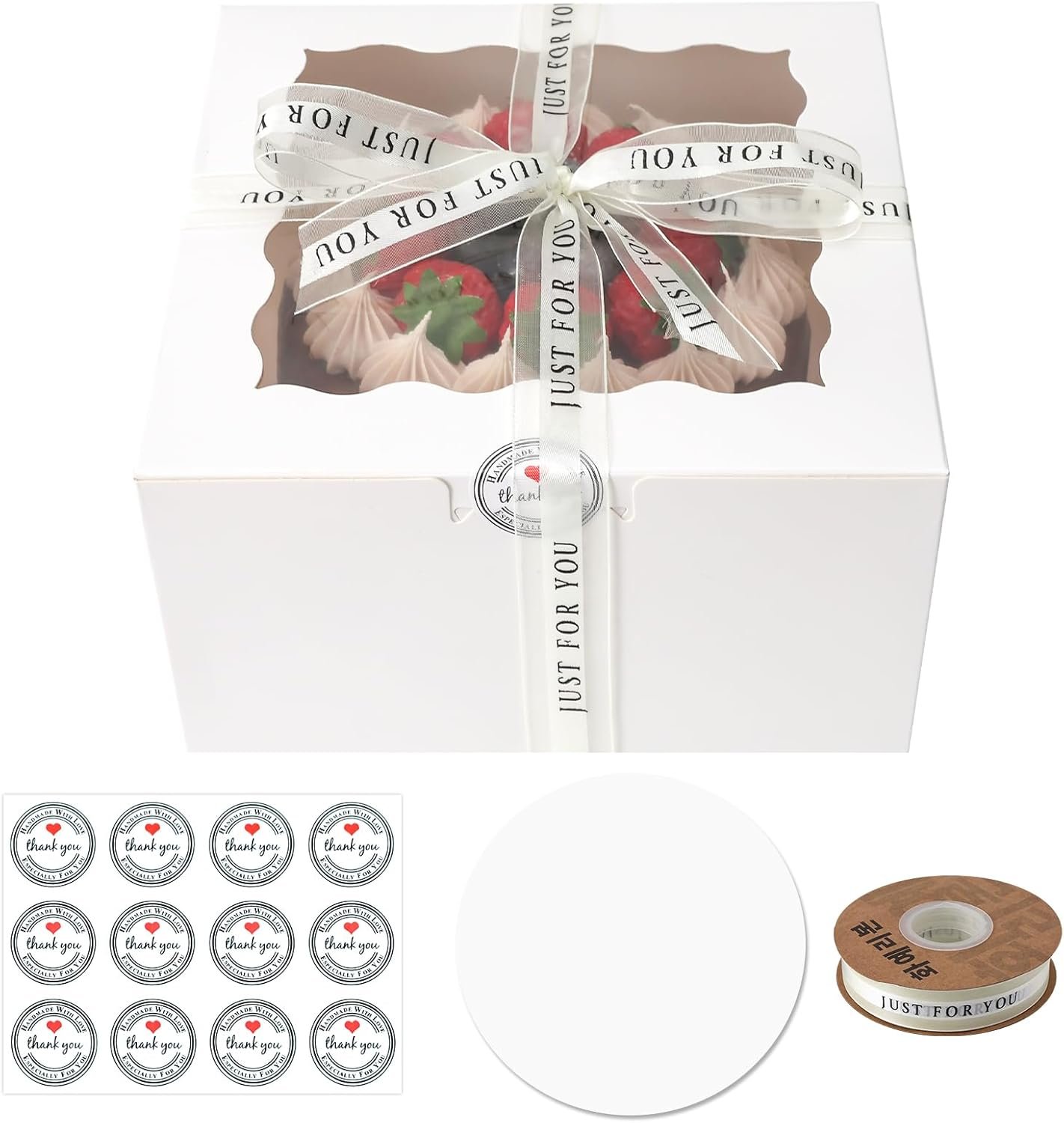 Grossiste en Cake Boxes avec Fenêtre, 56 Pcs 10x10x5 Pouces, 28 Boîtes Blanches et 28 Cartons, OEM pour Gâteaux, Cheesecakes, Idéal pour la Saint-Valentin et la Fête des Mères. Marque Blanche de Qualité.