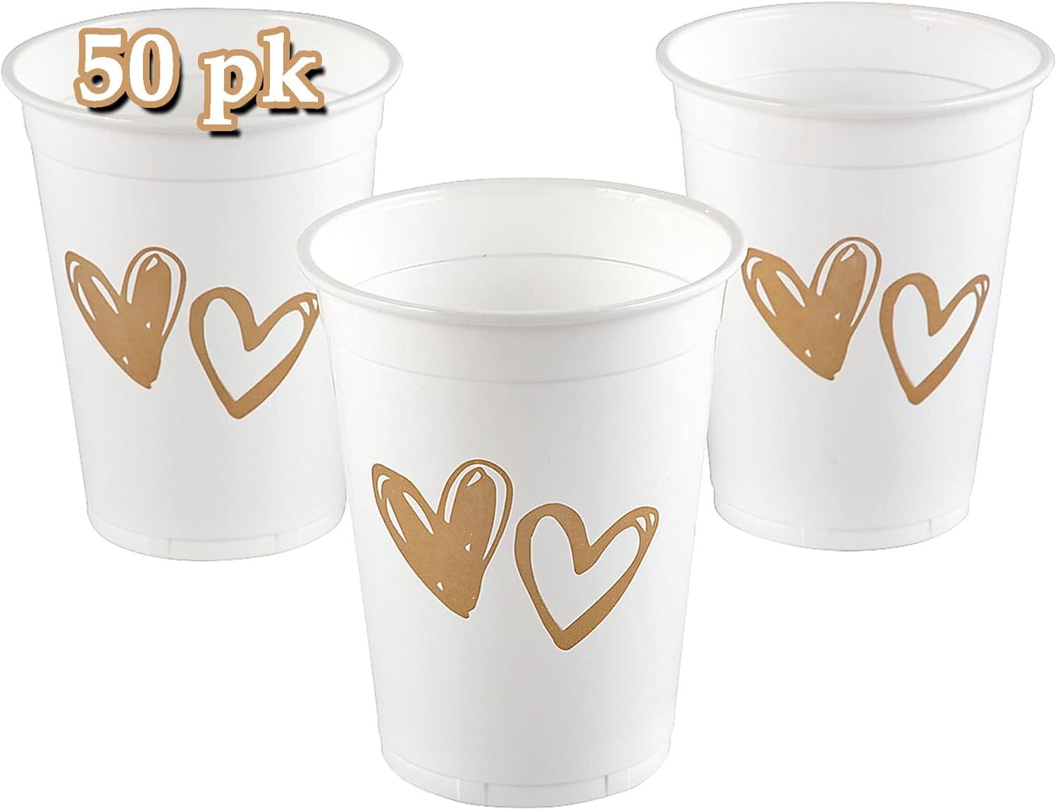 Grossiste en Vrac, 50 gobelets jetables pour mariage de 16 oz, Fabricant de gobelets en plastique élégants pour réception de mariage, fête de fiançailles, et enterrement de vie de jeune fille, Logo Personnalisé pour célébrations romantiques.