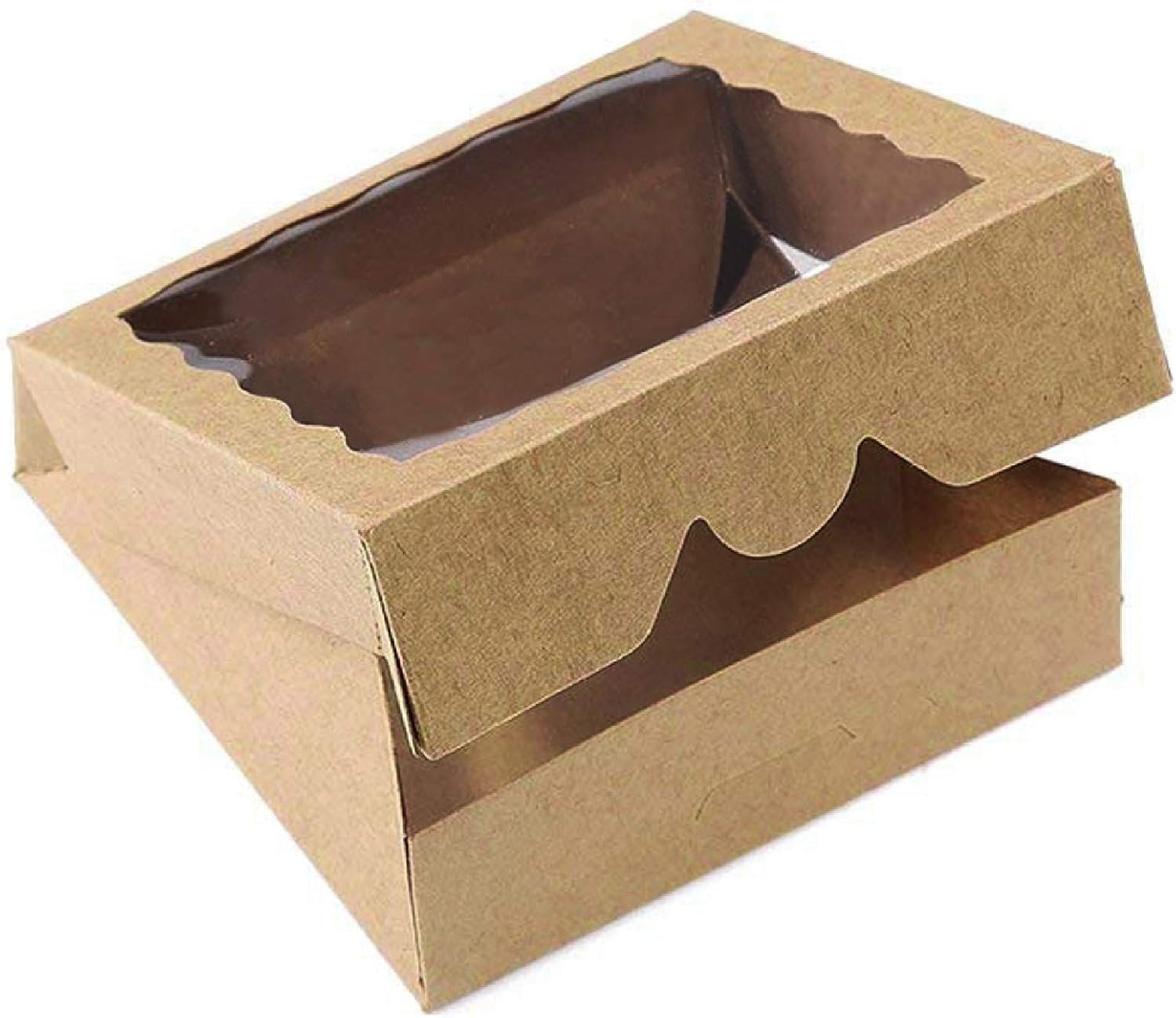 Grossiste en Vrac Box Kraft 9 pouces avec fenêtre PVC, boite à tarte naturelle jetable 9x9x2.5 pouces, OEM 15 pièces, Marque Blanche