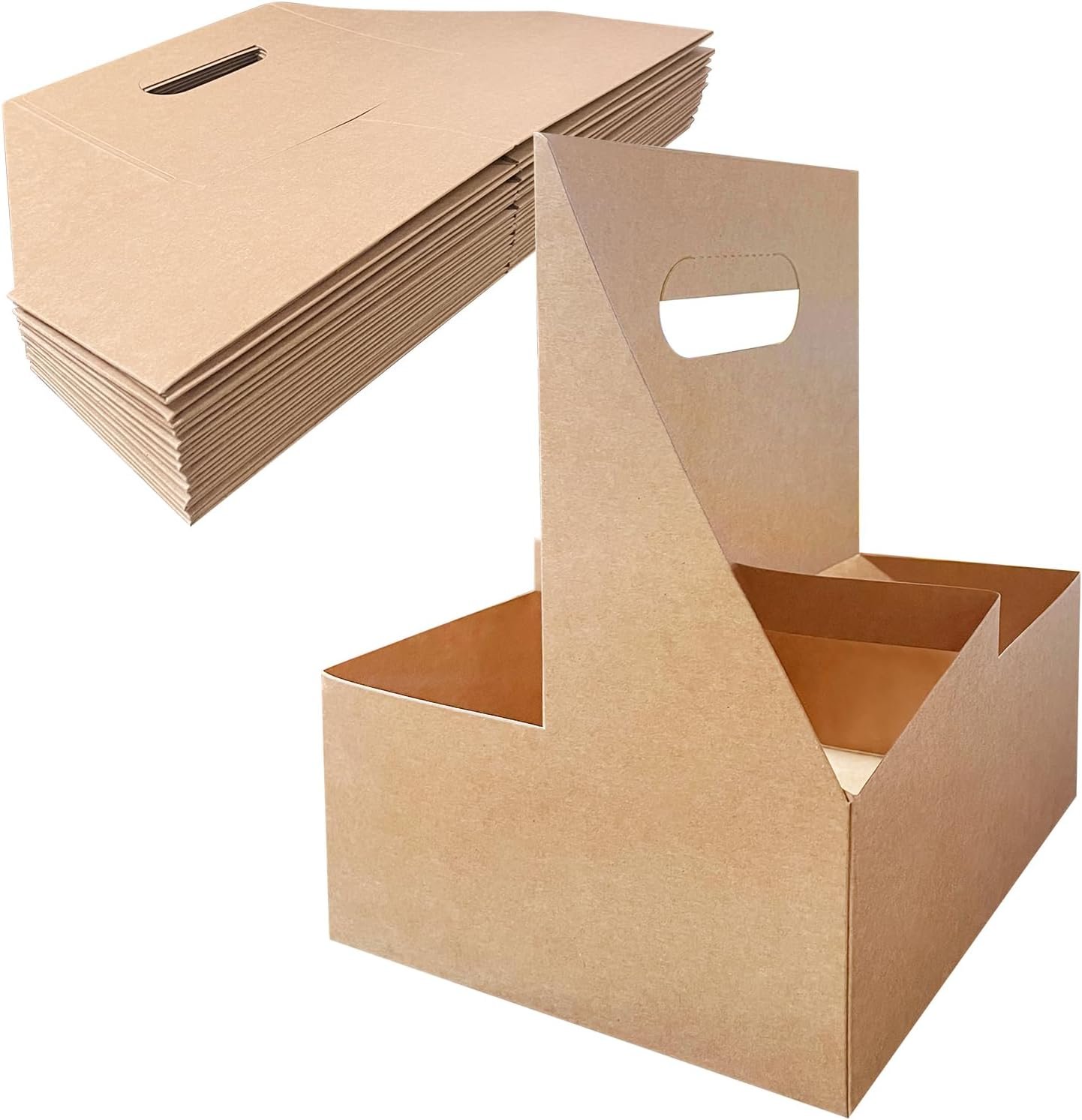 Grossiste en Vrac : Support à boissons pour 50 Pcs avec anse (4 tasses), fabriqué par un fournisseur de qualité, idéal pour toutes vos livraisons de boissons et aliments, avec logo personnalisé.