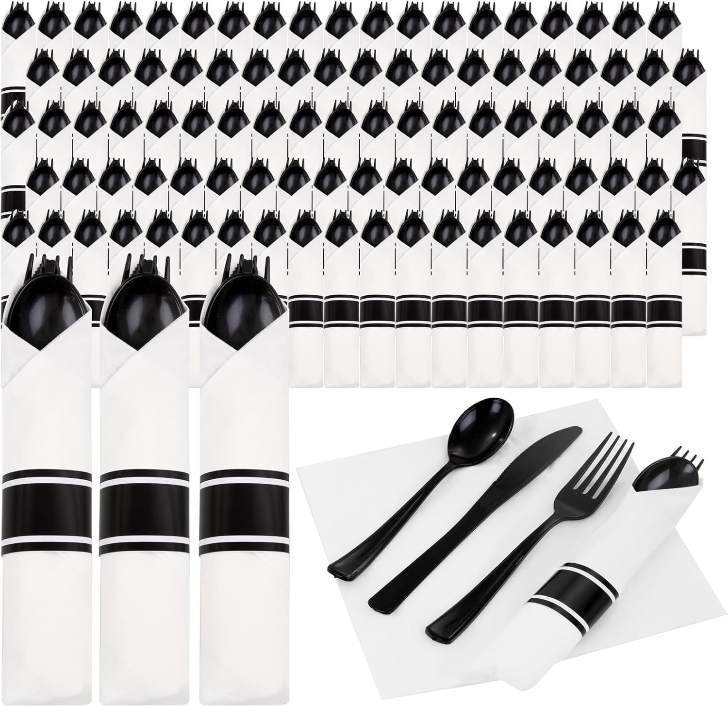 Grossiste en Vrac de Couverts Jetables Noirs, Set de Couvertures Prêtes à Emporter avec Serviette, Fabricant de Couverts Plastiques Robustes, Logo Personnalisé. Grossiste en Vrac de Couverts Jetables Noirs, Set de Couvertures Prêtes à Emporter avec Serviette, Fabricant de Couverts Plastiques Robustes, Logo Personnalisé.