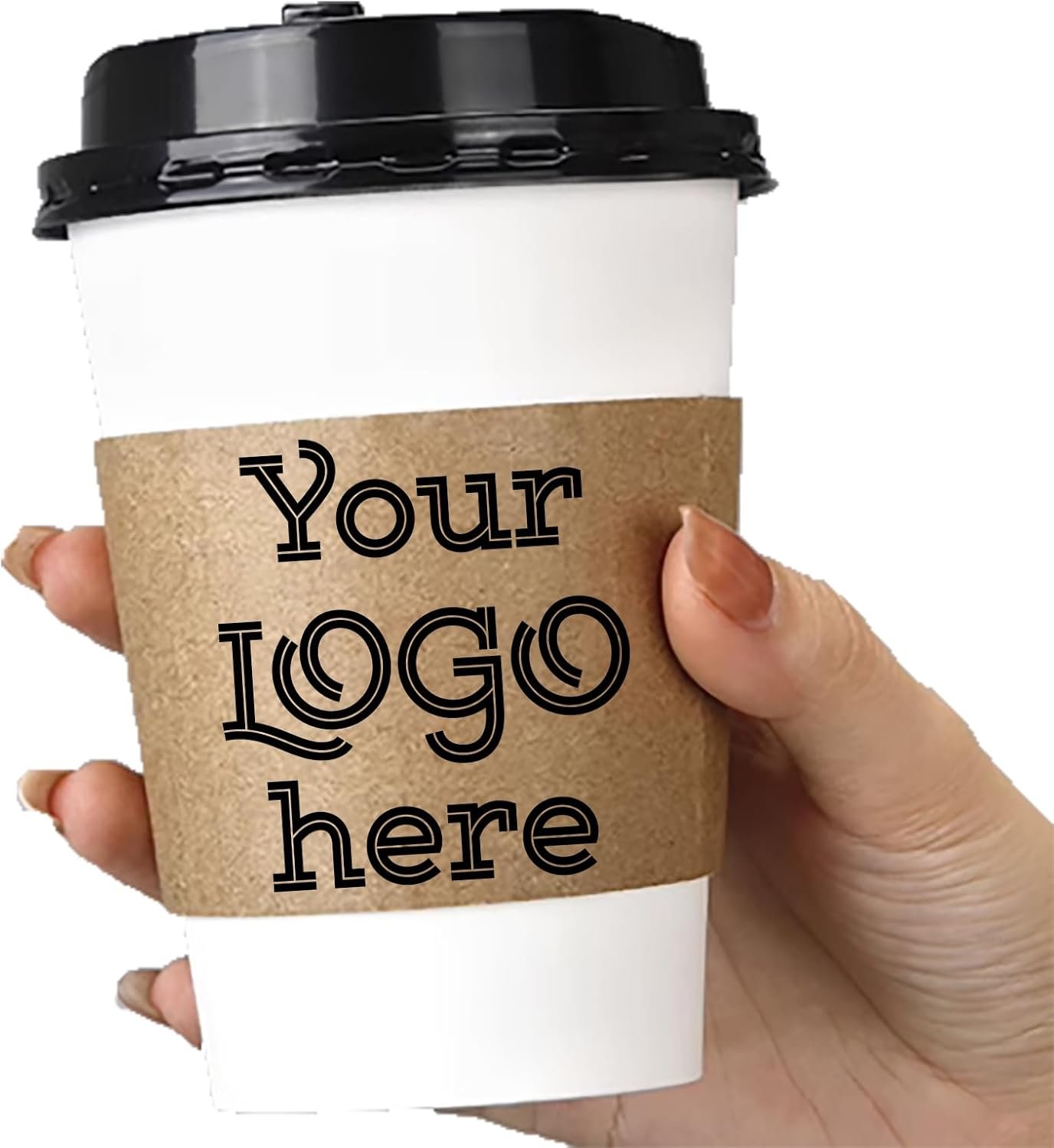 Grossiste en gobelets en papier kraft personnalisés avec logo, 50 manchons pour gobelets à café jetables, fournitures de café par un fabricant, Vente en Gros de gobelets avec couvercles.