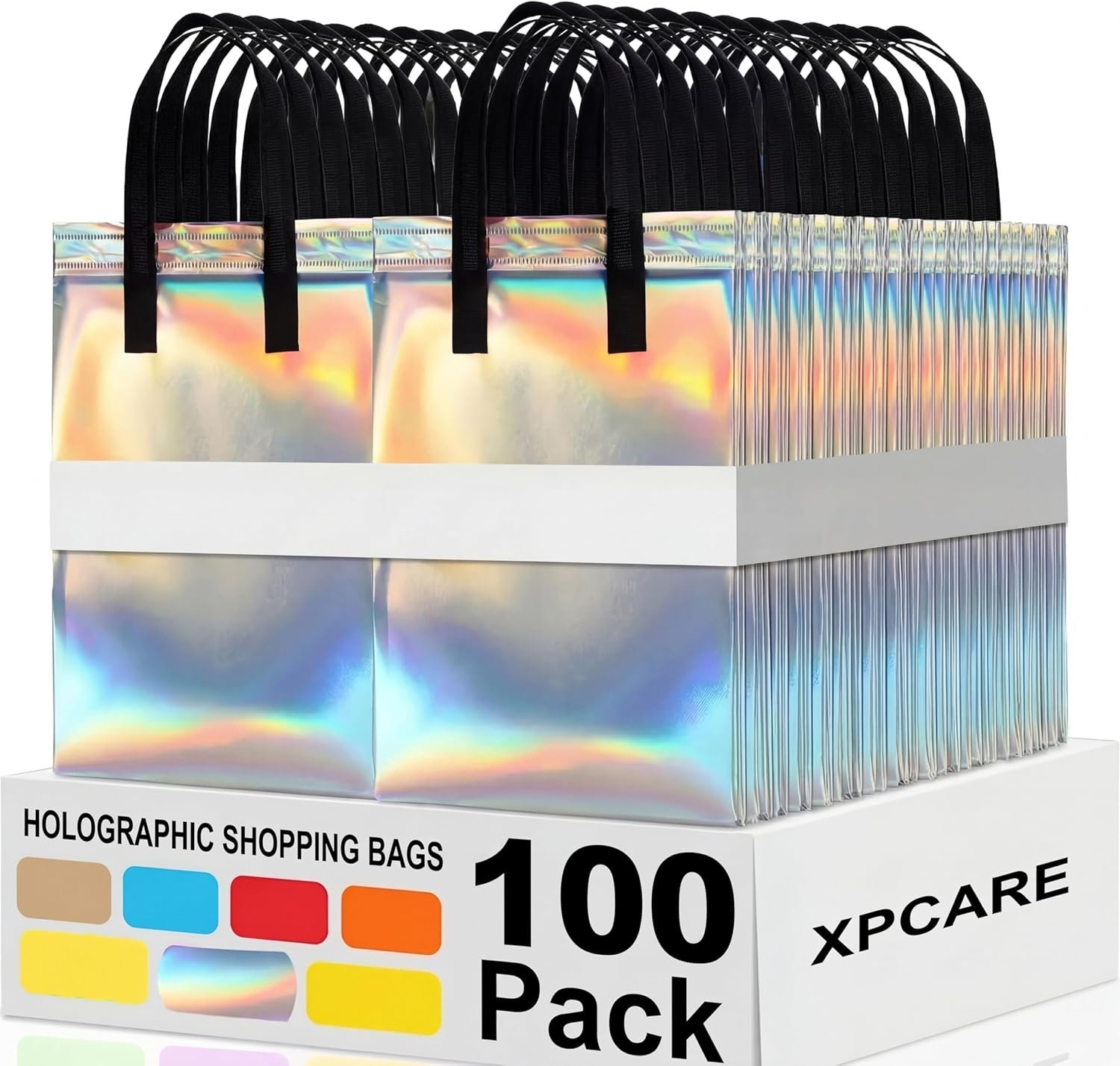 Grossiste en sacs isothermes holographiques personnalisés, 100 pcs pour la livraison alimentaire, solutions thermiques pour emporter chaud et froid, OEM pour café, lait, fruits de mer, pizza, et autres, fournisseur spécialisé pour la restauration.