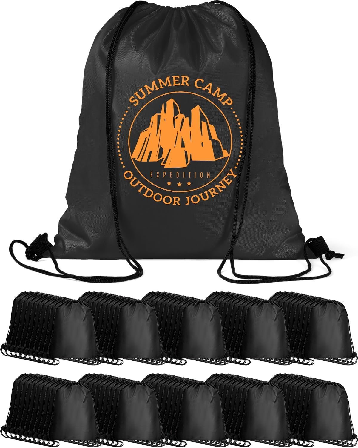Grossiste sac à dos à cordon noir en vrac, 100 pcs, waterproof et idéal pour les projets DIY, 13.4x16.5 pouces, avec logo personnalisé pour activités en plein air, équipes, famille et cadeaux, fournisseur fiable