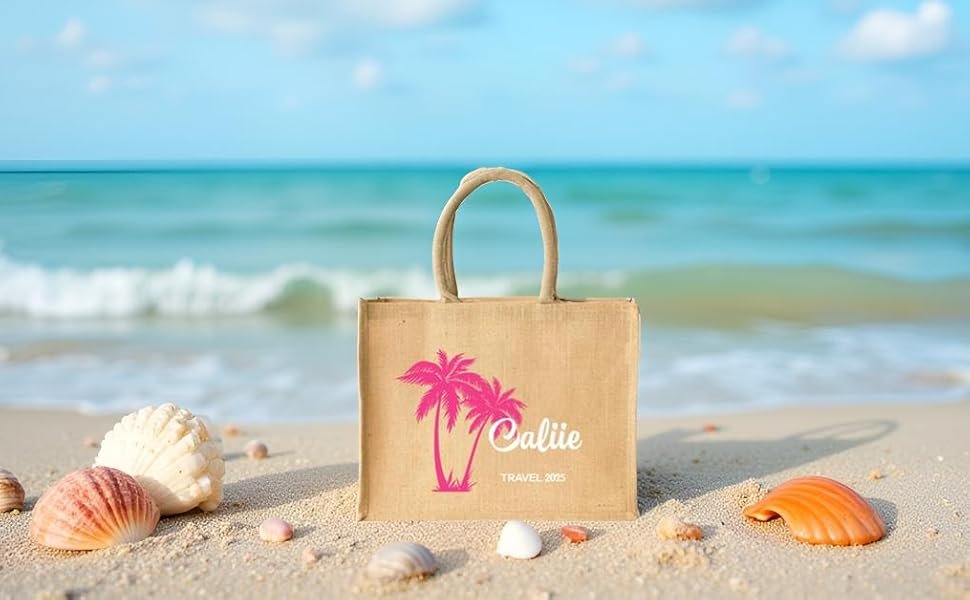 Tote Bag Personnalisé avec Nom et Texte, Sac de Plage Jute de Grande Taille, Grossiste en Vente en Gros et Fournisseur d'Accessoires de Voyage pour Femmes