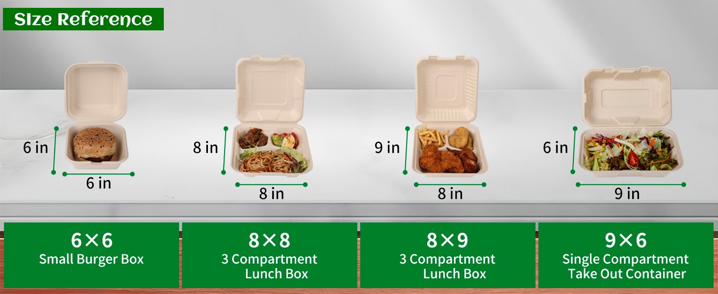 Grossiste Contenants à Emporter Compostables 100 Pack 9x6 Pouces avec Couvercle, Eco-Friendly Biodegradables en Bagasse, Fabricant Vente en Gros PFAS-Free, Brun, OEM