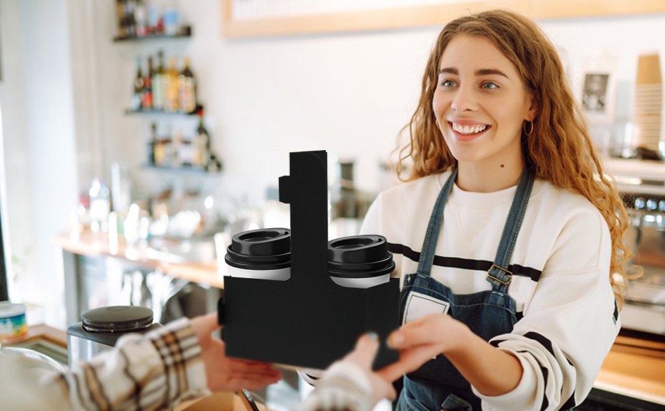 Grossiste en porte-gobelets en carton kraft 15 pièces avec poignée pour livraison, transport de boissons chaudes ou froides, marque blanche de support à café, solutions de livraison alimentaire.