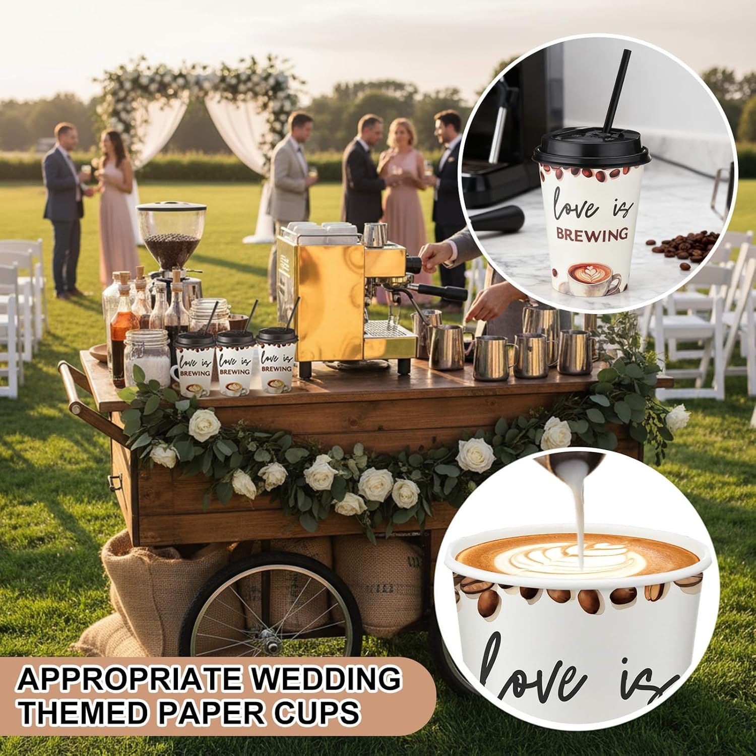 Grossiste 50 Pièces Gobelets à Café Jetables en Papier L'Amour Infuse pour Mariage Fête Prénuptiale Réception avec Couvercle Paille Fabricant OEM Grossiste 50 Pièces Gobelets à Café Jetables en Papier L'Amour Infuse pour Mariage Fête Prénuptiale Réception avec Couvercle Paille Fabricant OEM