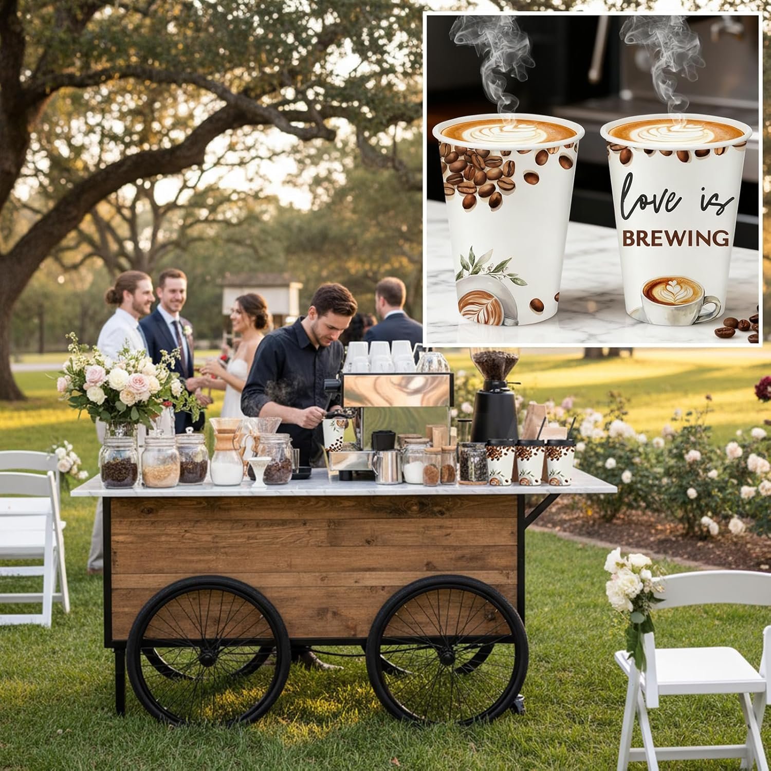 Grossiste 50 Pièces Gobelets à Café Jetables en Papier L'Amour Infuse pour Mariage Fête Prénuptiale Réception avec Couvercle Paille Fabricant OEM Grossiste 50 Pièces Gobelets à Café Jetables en Papier L'Amour Infuse pour Mariage Fête Prénuptiale Réception avec Couvercle Paille Fabricant OEM