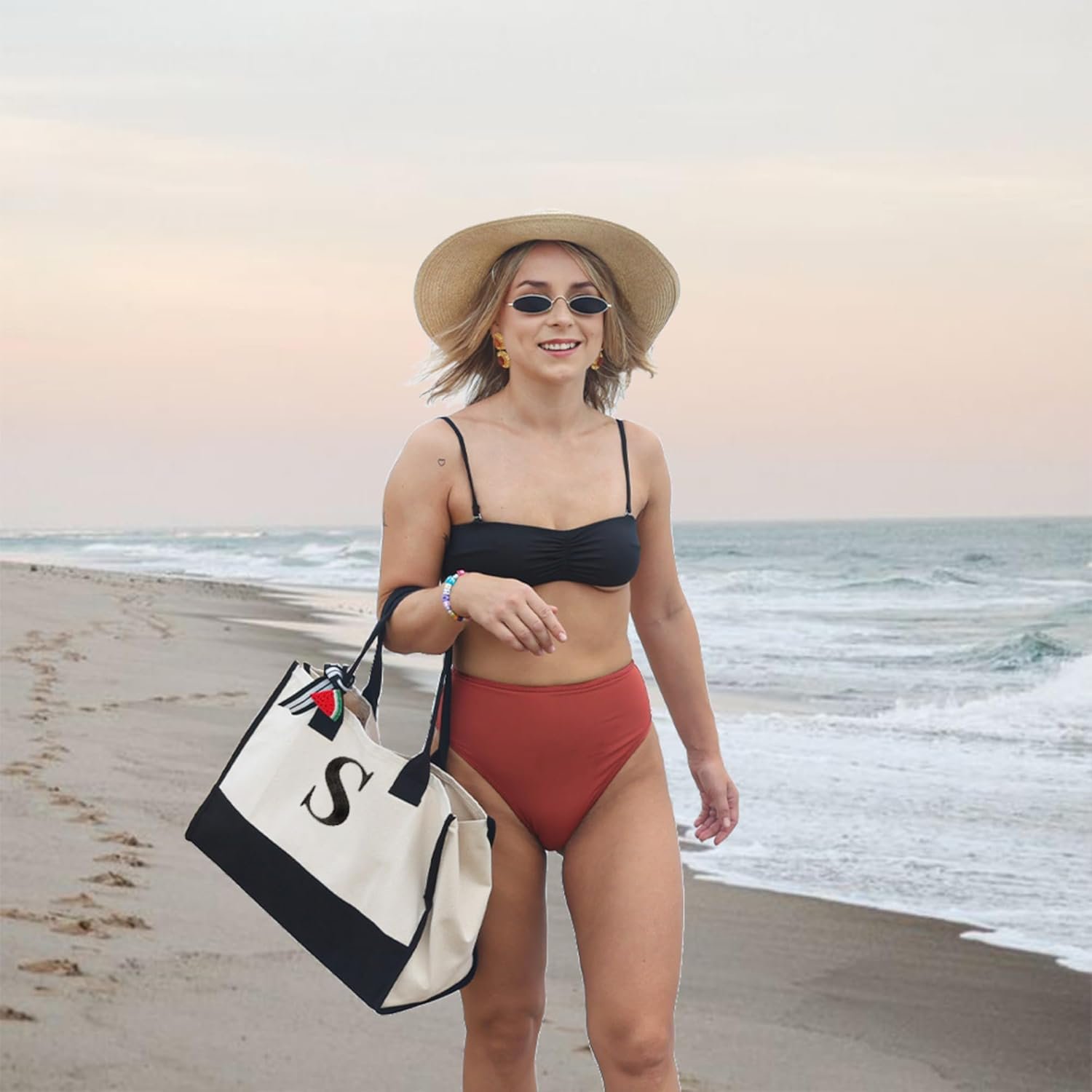 Grossiste Sac Tote en Toile Coton Grand avec Logo Personnalisé Monogrammé Initiales pour Femmes Plage Courses Réutilisable Travail Voyage Fabricant