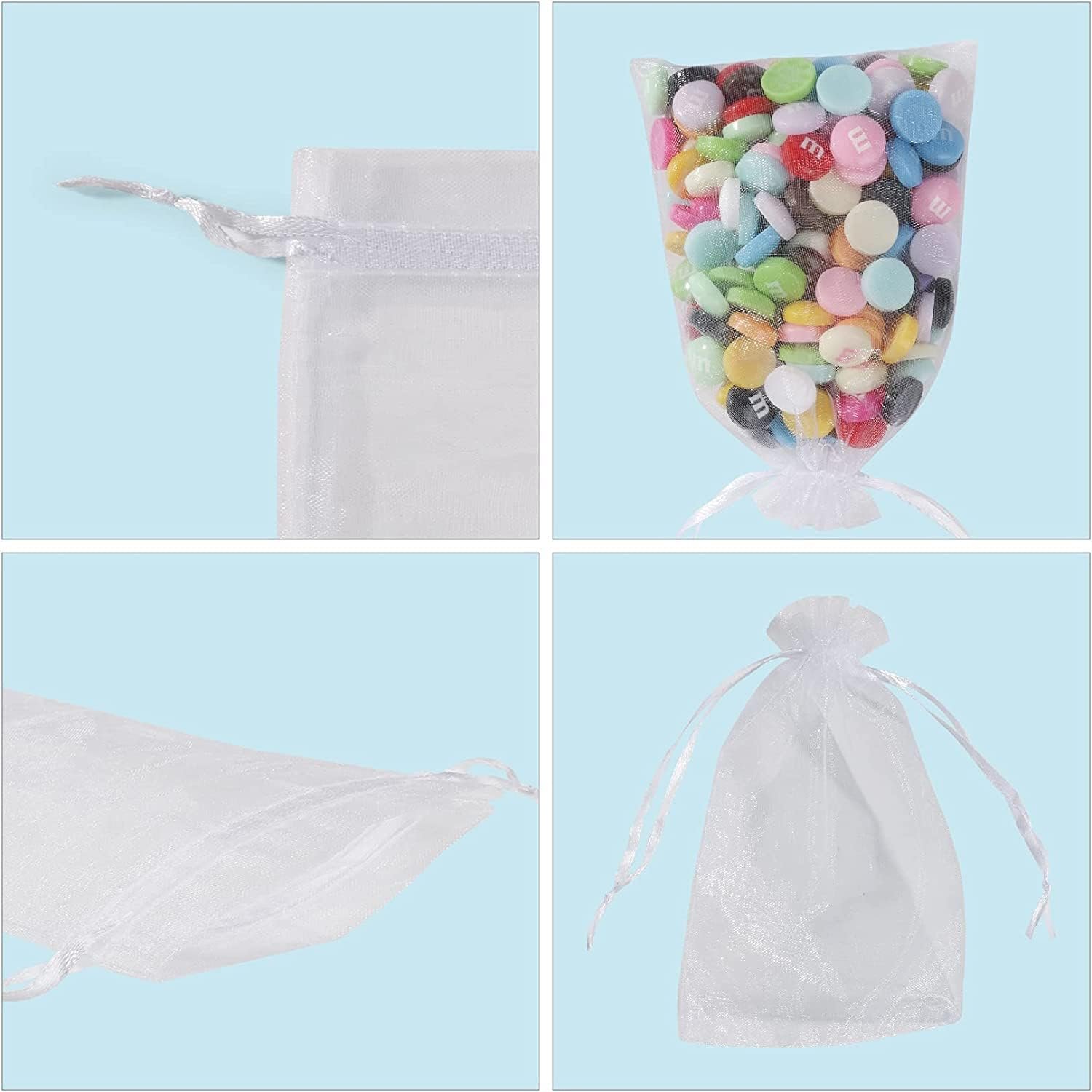 Grossiste Sachets en Organza Blancs 5 x 7 Pouces Lot de 50 à Cordon Coulissant pour Mariage Bonbons Bijoux Savon Fêtes Pâques Marque Blanche Fournisseur