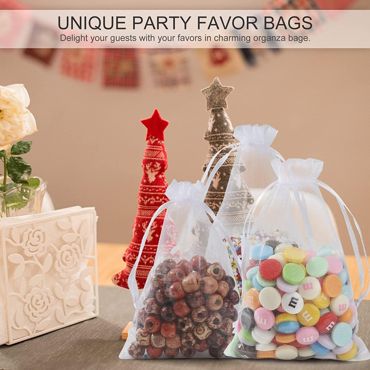 Grossiste Sachets en Organza Blancs 5 x 7 Pouces Lot de 50 à Cordon Coulissant pour Mariage Bonbons Bijoux Savon Fêtes Pâques Marque Blanche Fournisseur