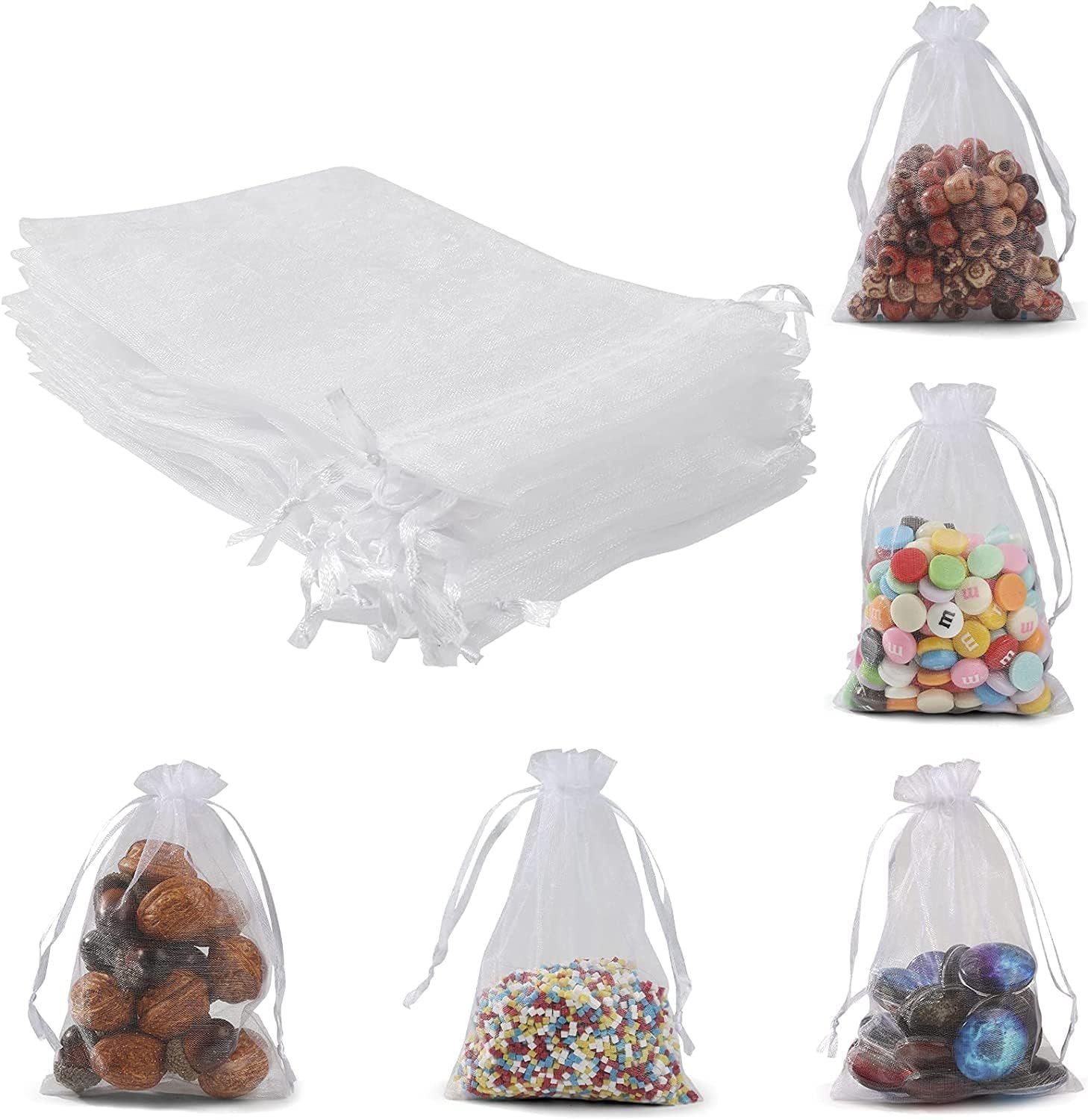 Grossiste Sachets en Organza Blancs 5 x 7 Pouces Lot de 50 à Cordon Coulissant pour Mariage Bonbons Bijoux Savon Fêtes Pâques Marque Blanche Fournisseur