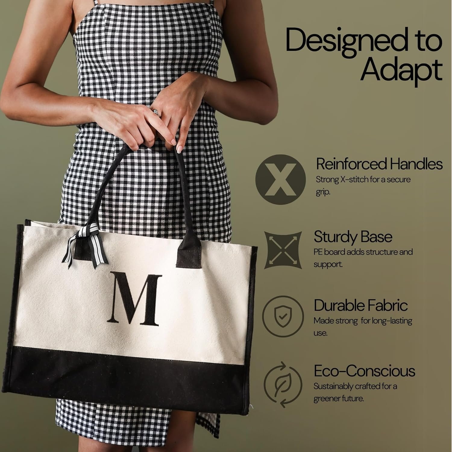 Grossiste Grand Sac Cabas en Toile de Coton Monogrammé Initiales pour Femmes Logo Personnalisé Réutilisable Plage Courses Travail Voyage Fabricant